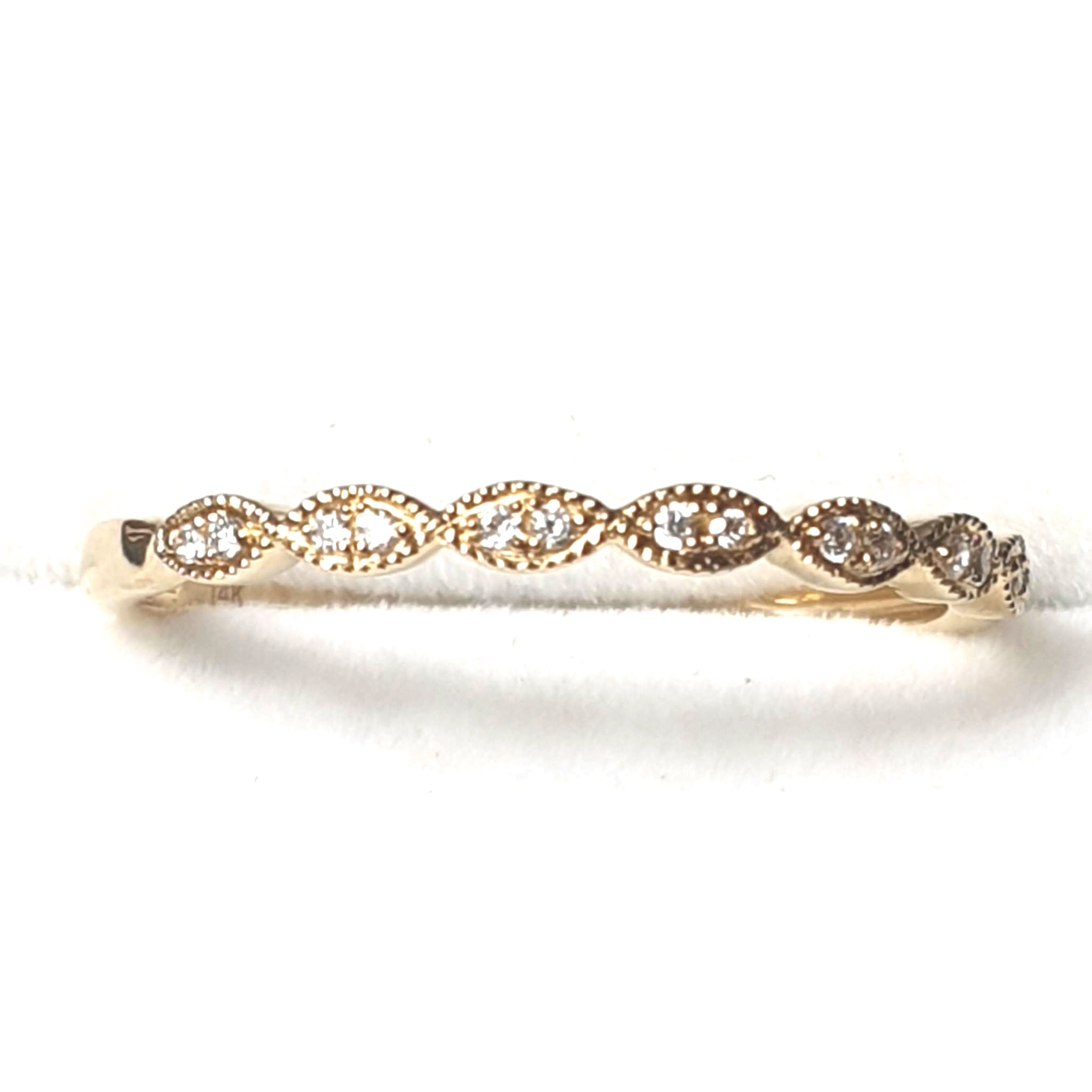 14KY Lab Diamond Stackable Ring, Infinity-Inspired Milgrain Anniversary Band