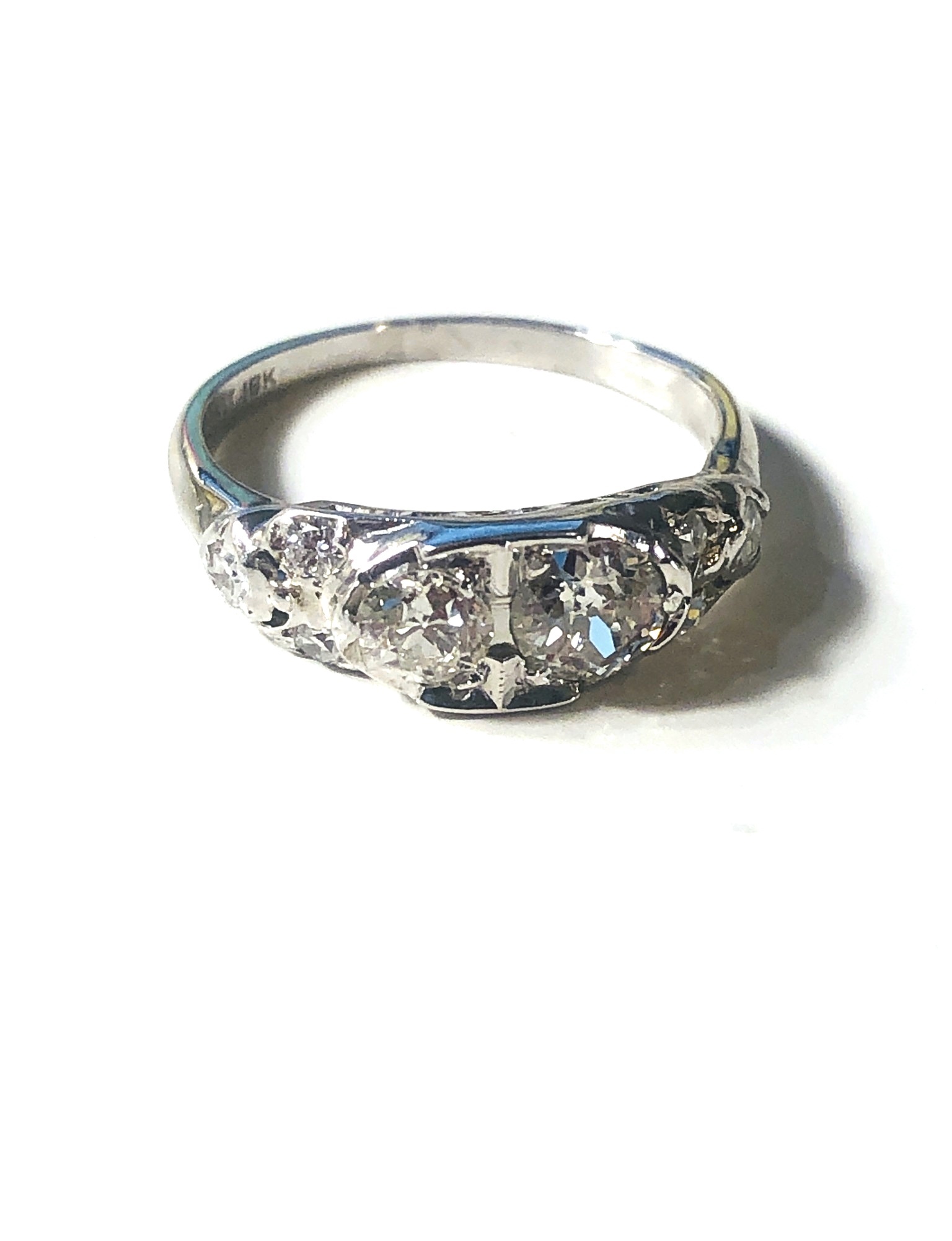 18k wg Granat Bros Vintage Old Miner Diam Ring