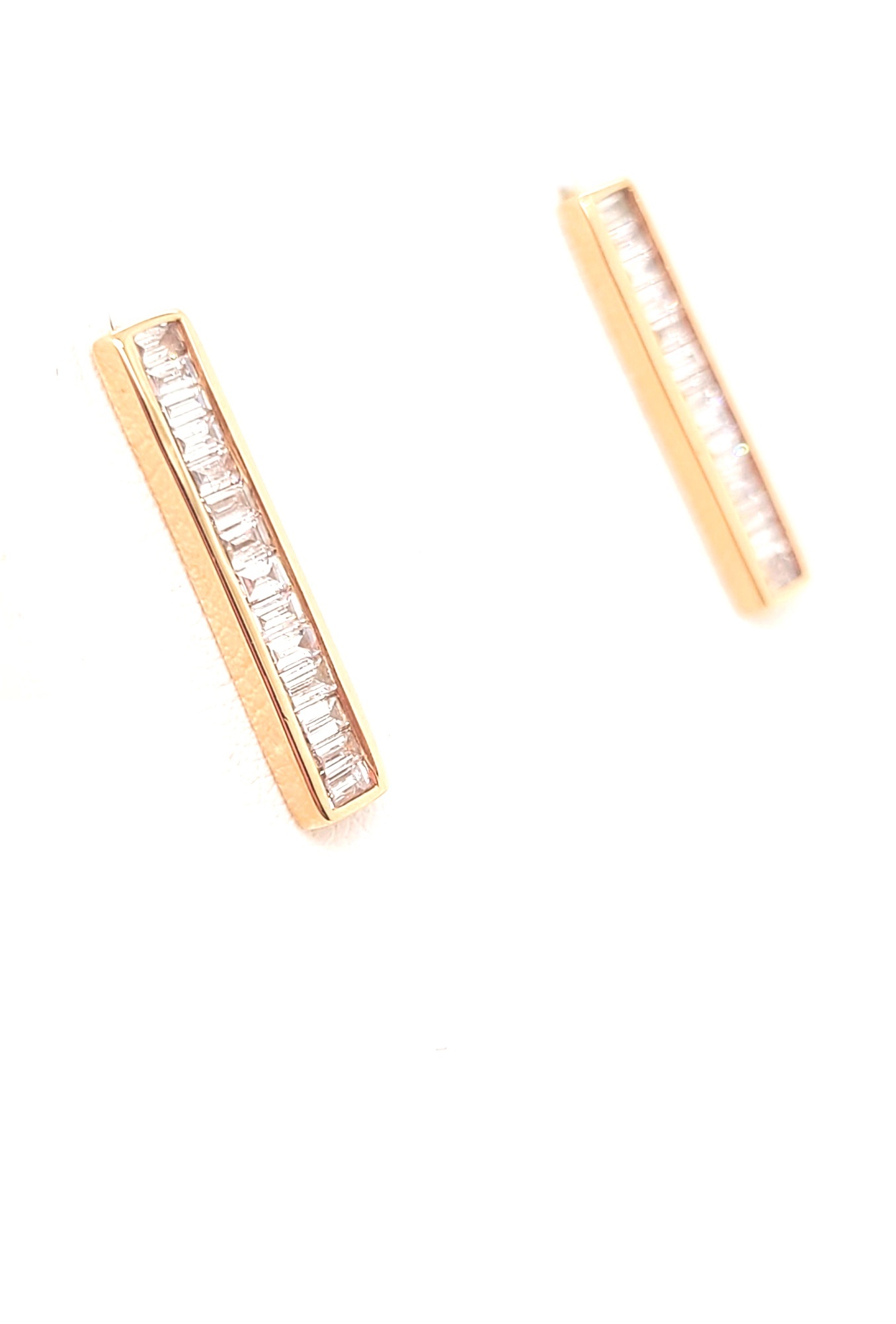 14kt Rose Gold & Diamond Baguette Bar Earrings 0.50cttw