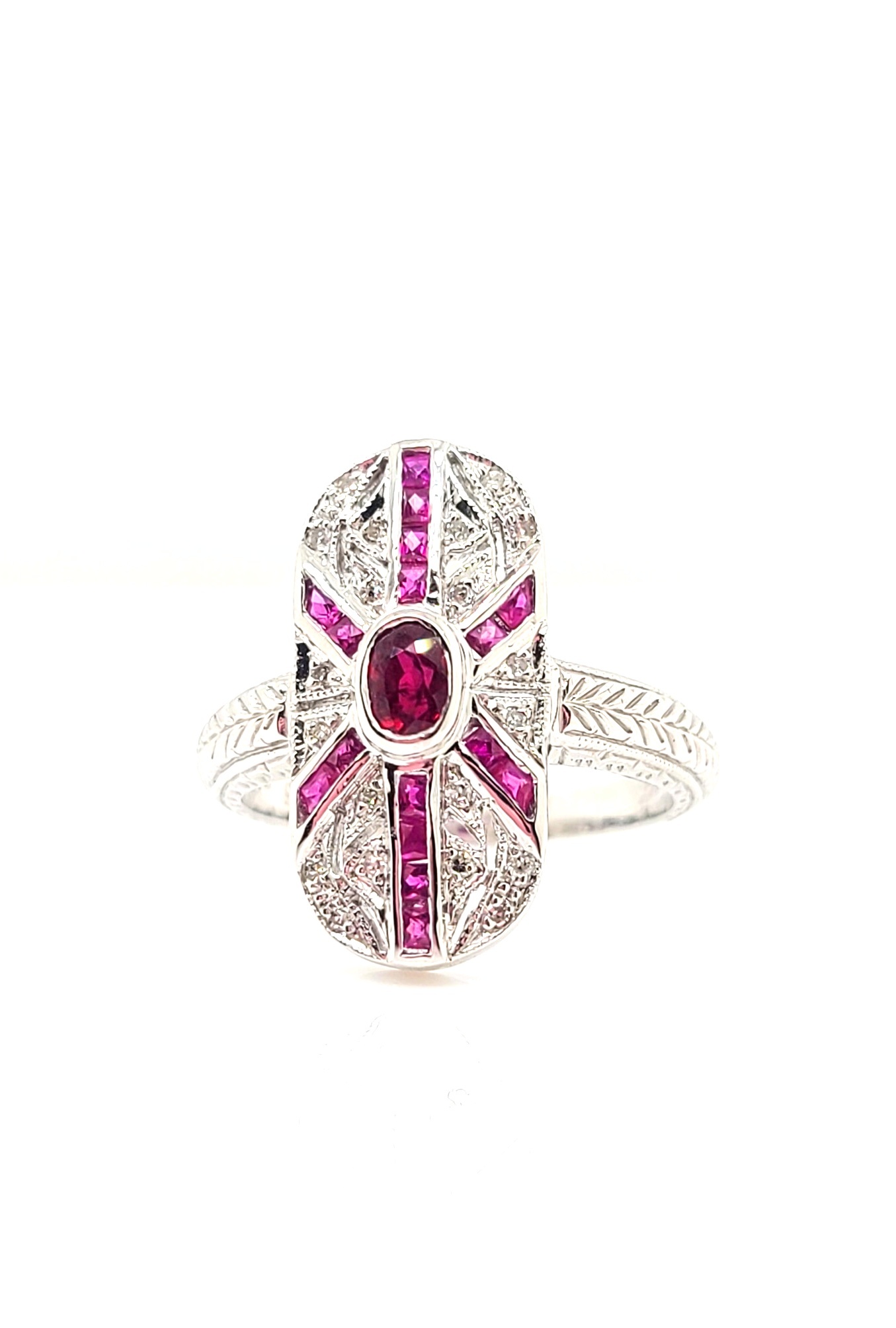 14kw Ruby & Diamond Art Deco Ring