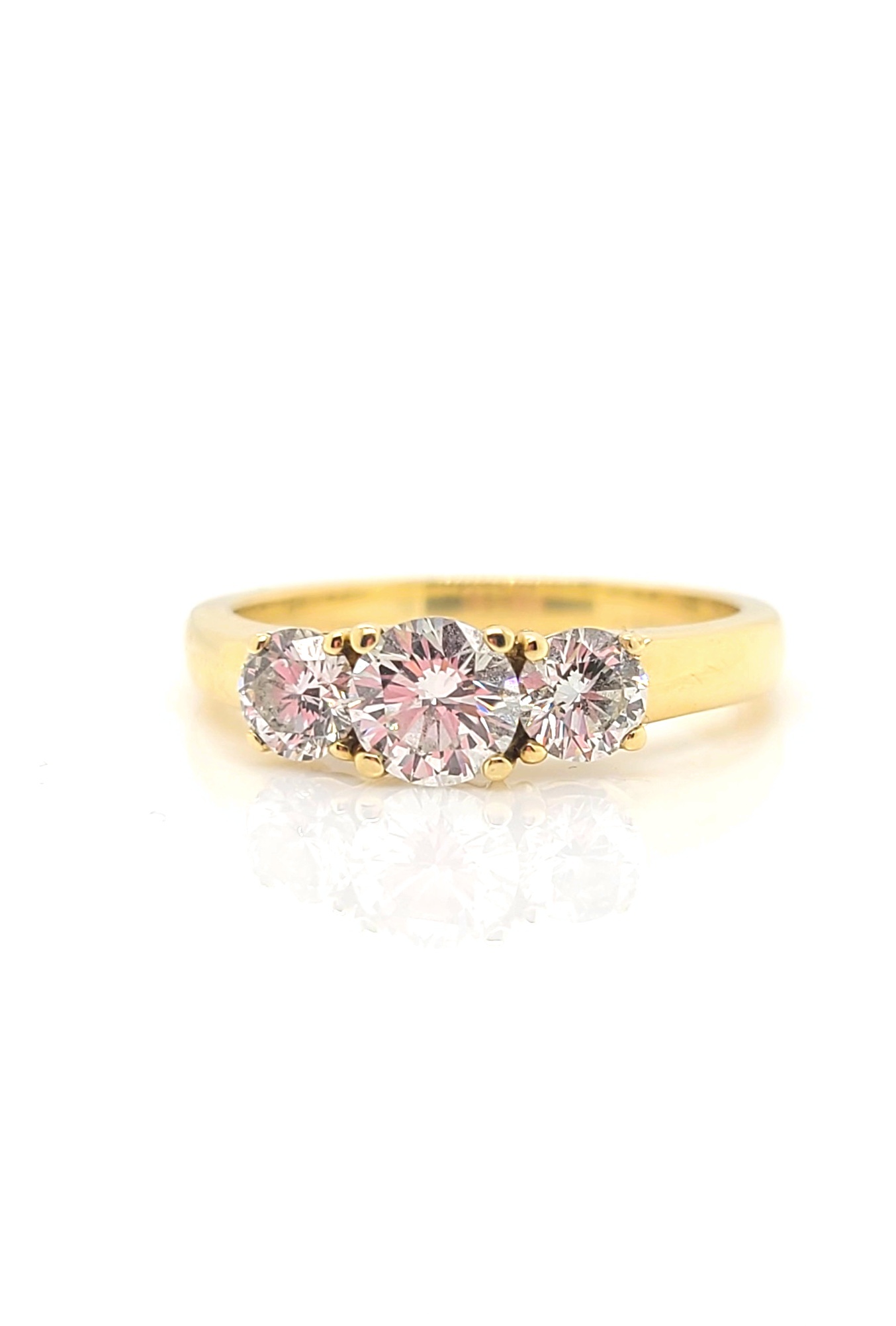 14kt Yellow Stone 3-Stone Diamond Ring, 1.0ctw G/VS