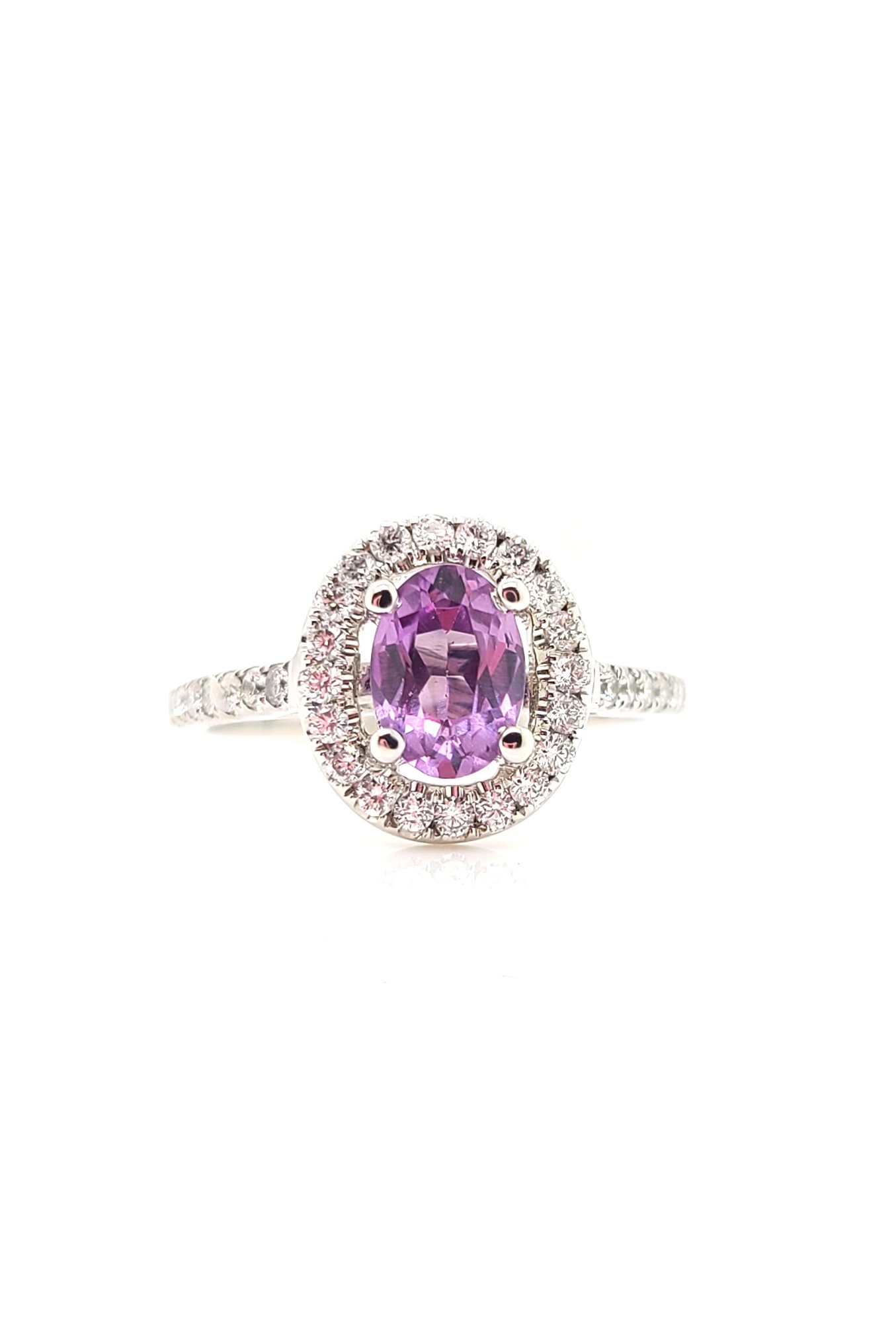 14k White Gold Oval Lavender Sapphire 1.01ct and Diamond 0.65cttw Ring