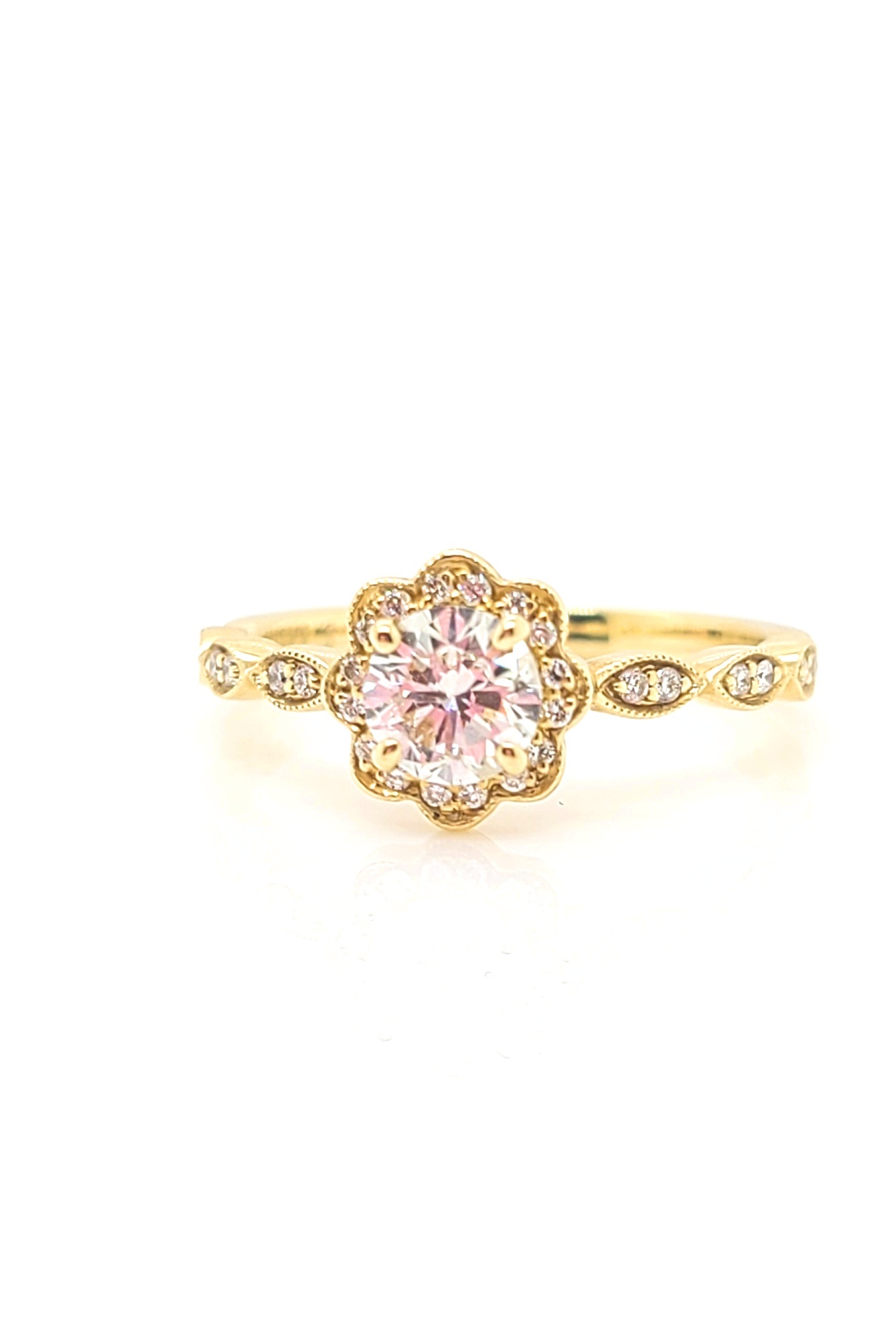 14kt Yellow Gold Floral Diamond Ring 0.48 ct