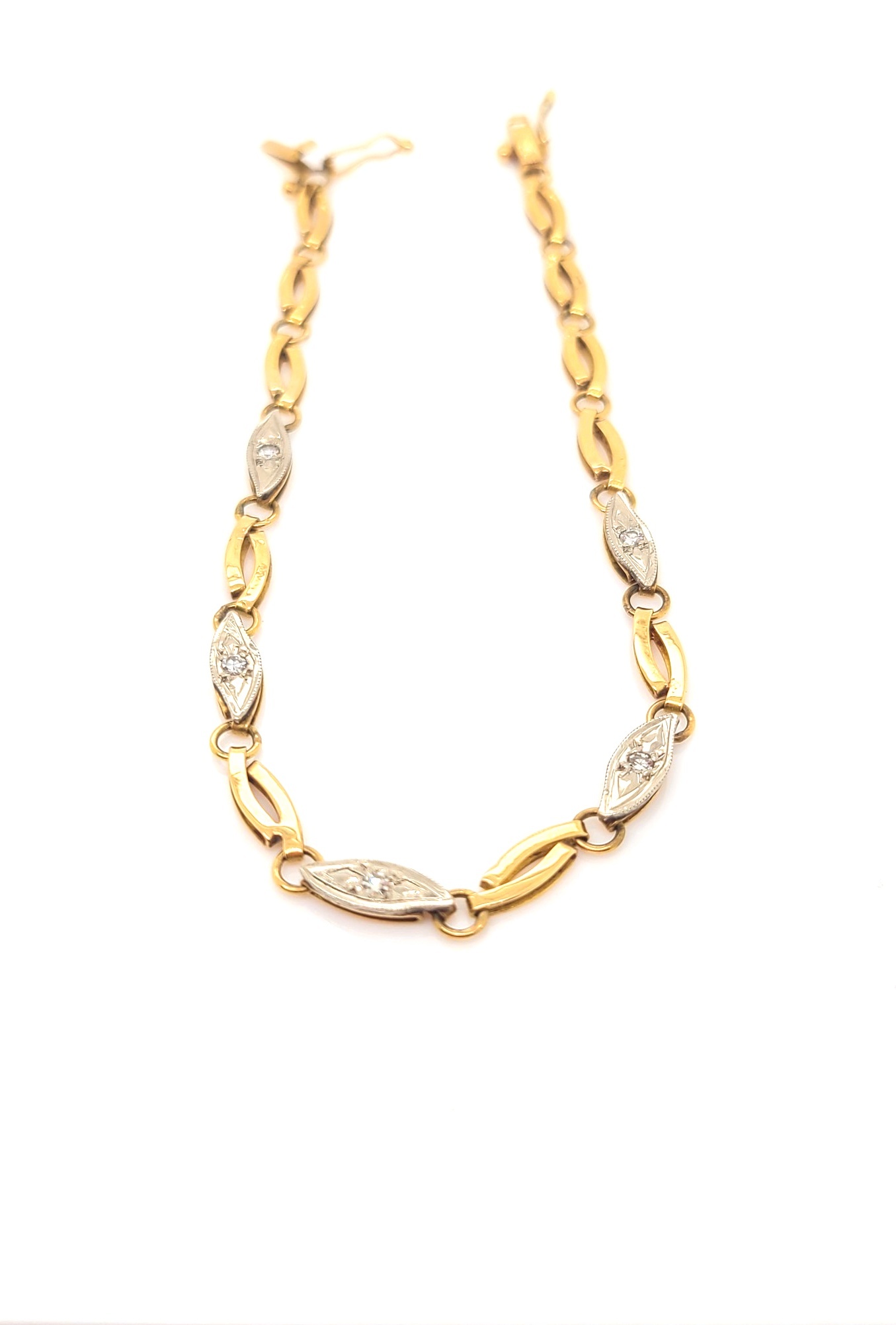 Vintage Platinum & 14kt Yellow Gold Diamond Bracelet