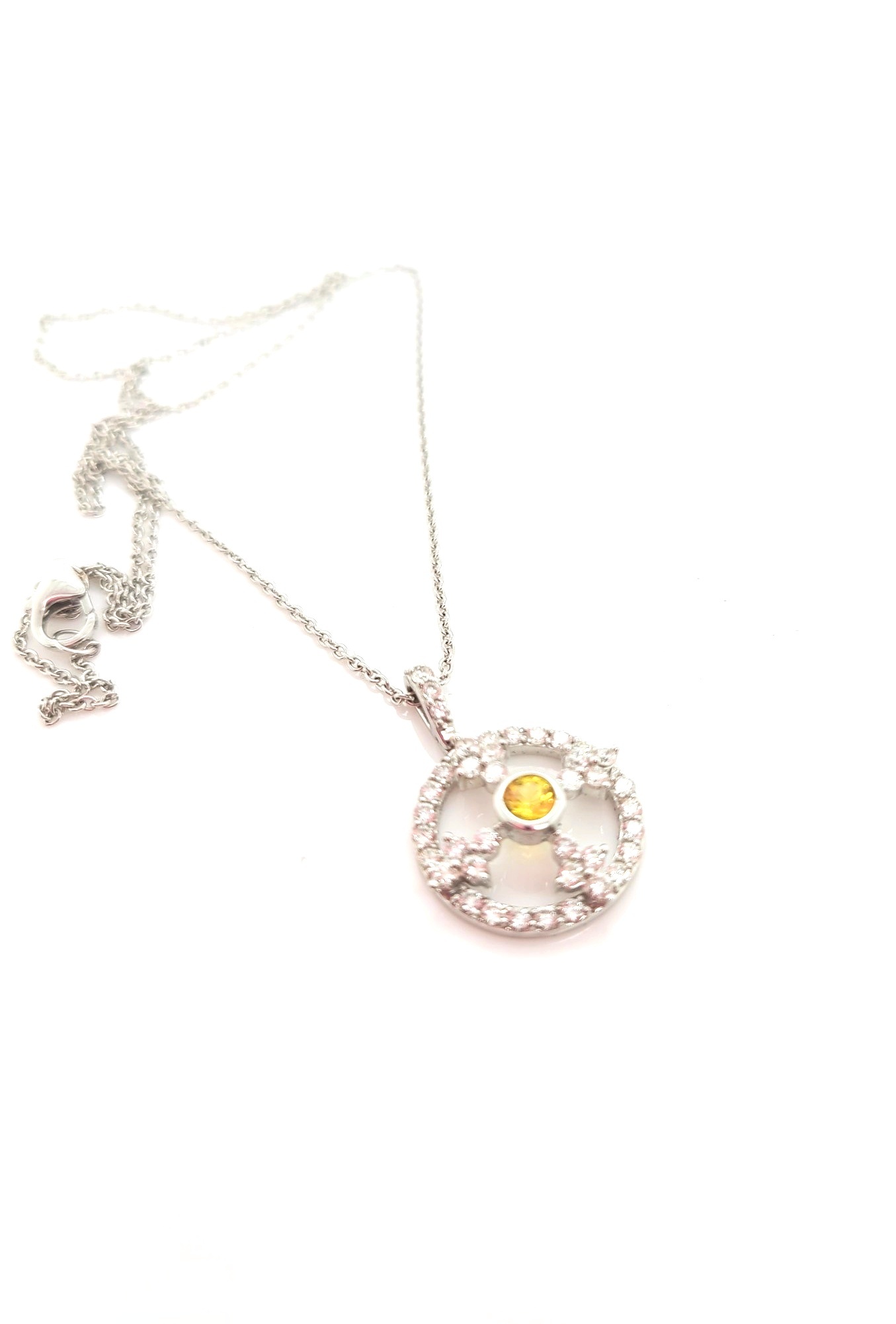14kt Dia & Yellow Sapph Necklace