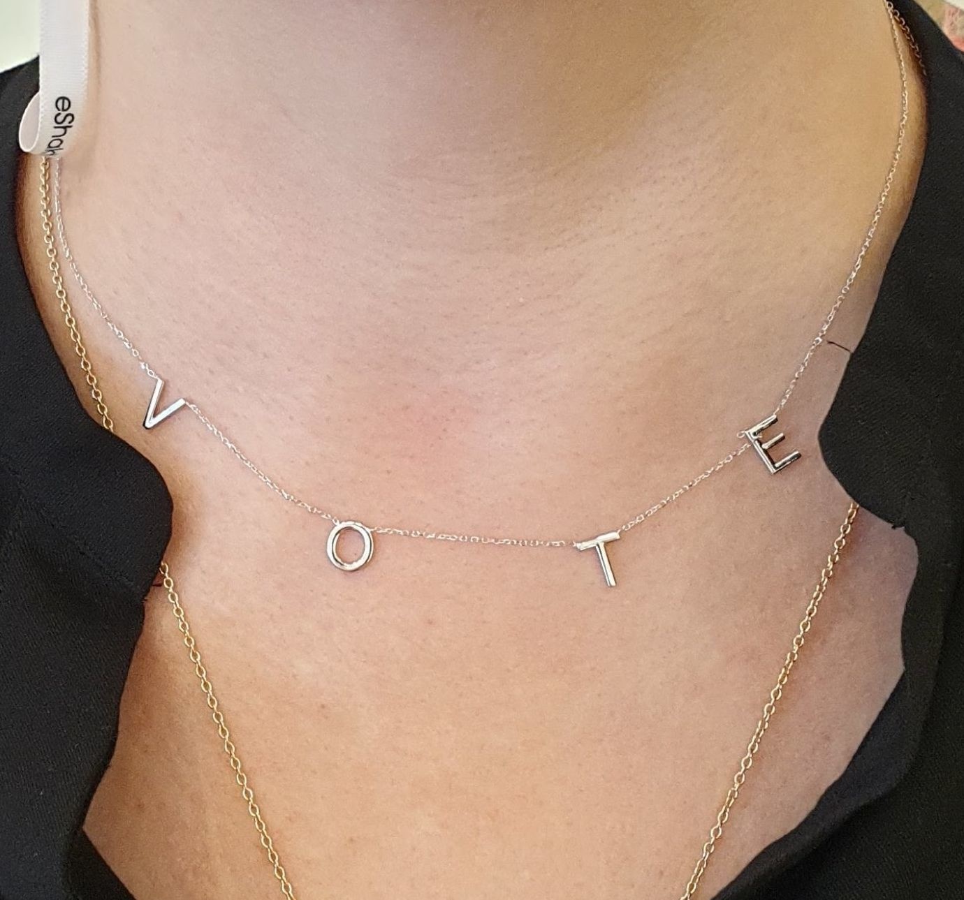 14kt white gold VOTE necklace
