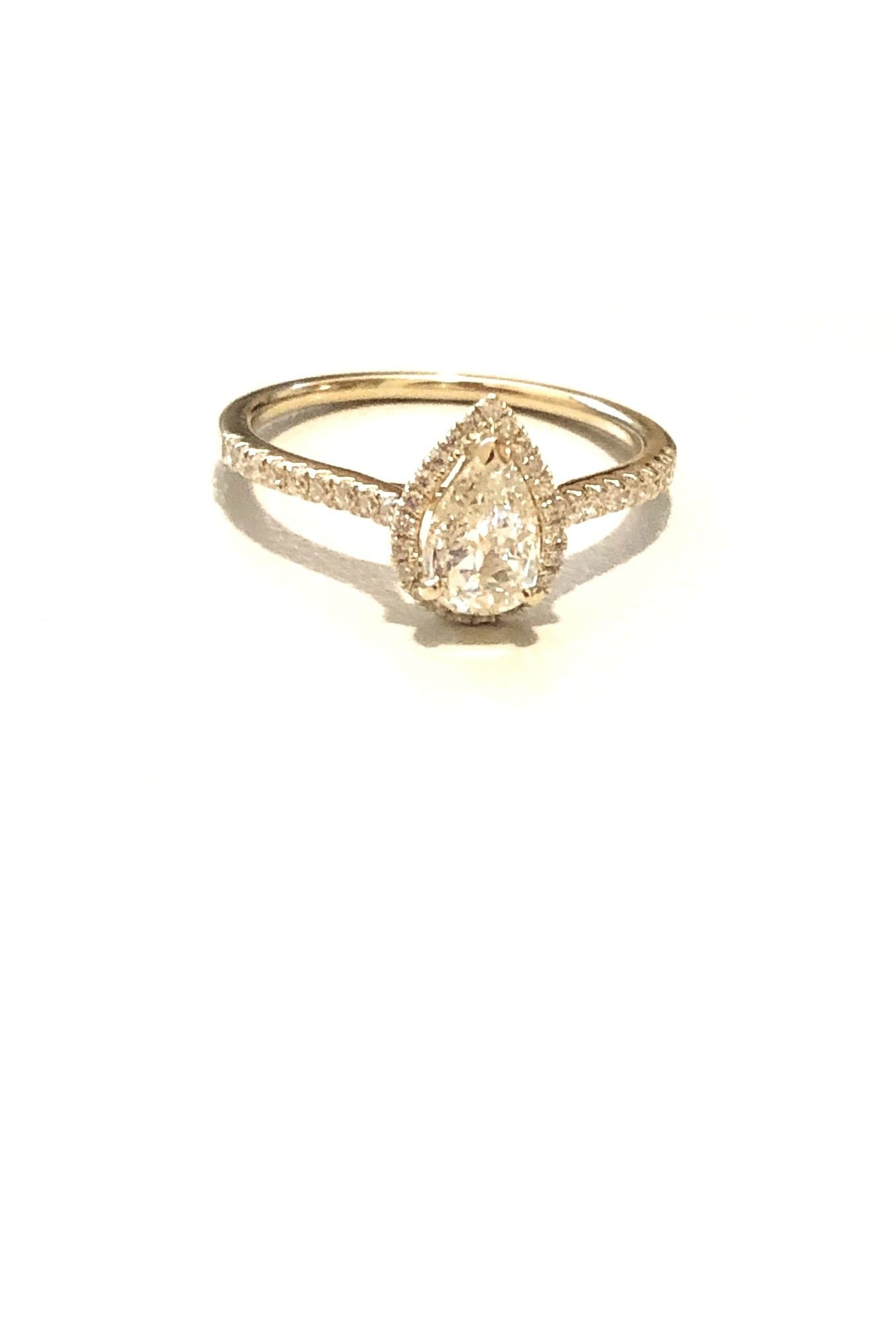 14k YG 0.37ct Pear Dia I/J - VS Halo 0.20ctw ring