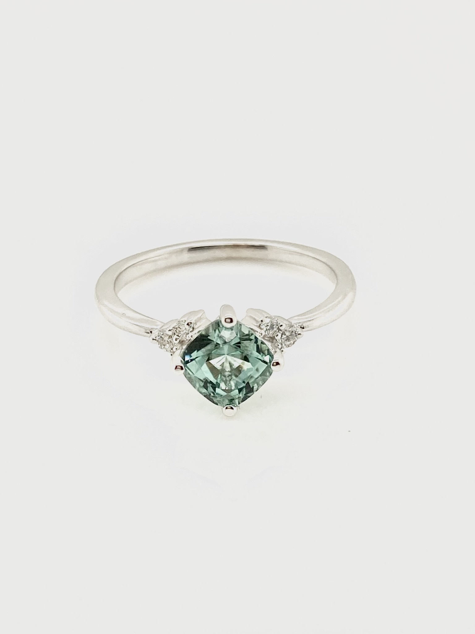 14KW Lagoon Tourmaline 0.10ctw Diamond Ring