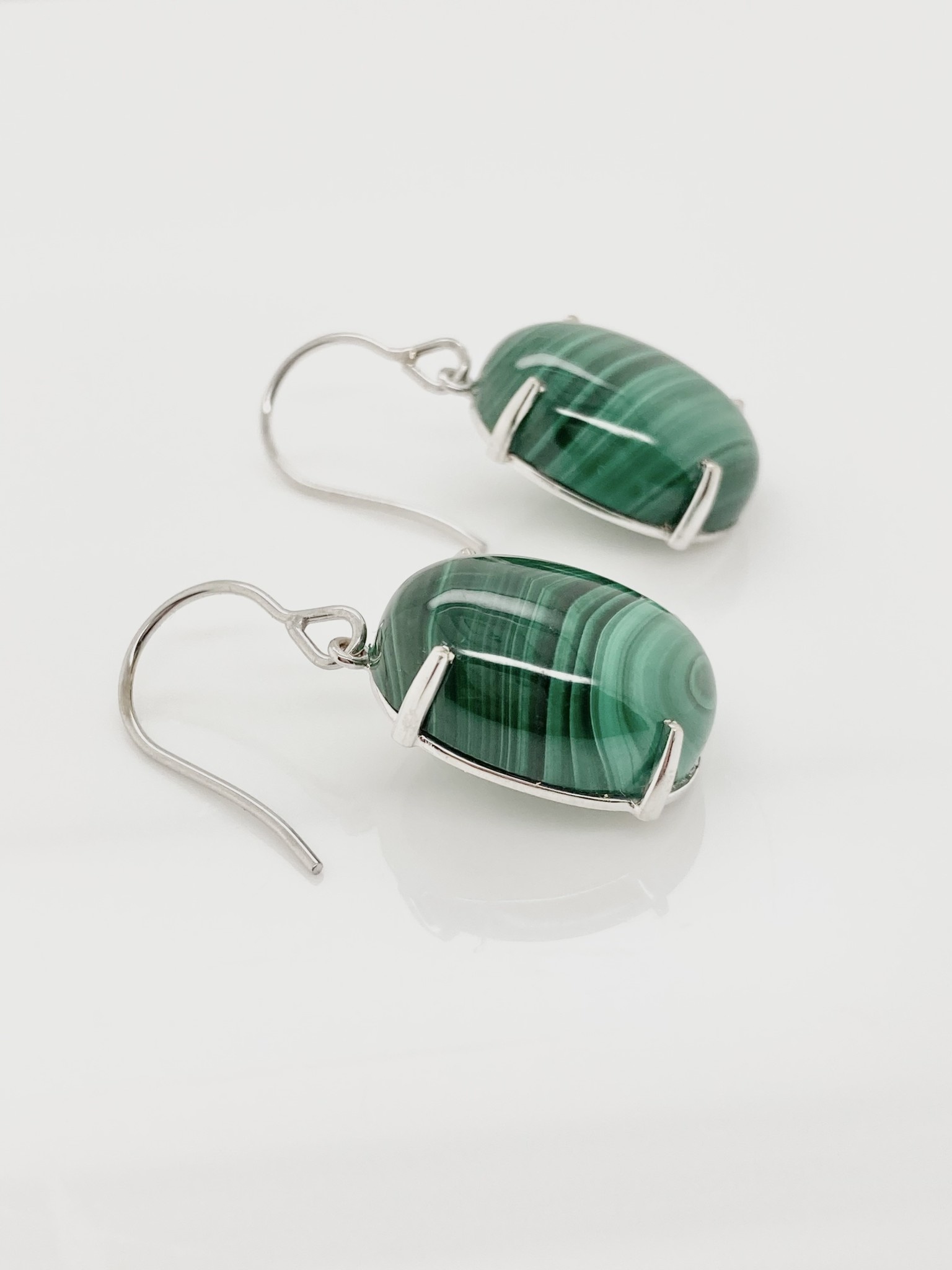 14kt White Gold & Malachite drop earrings