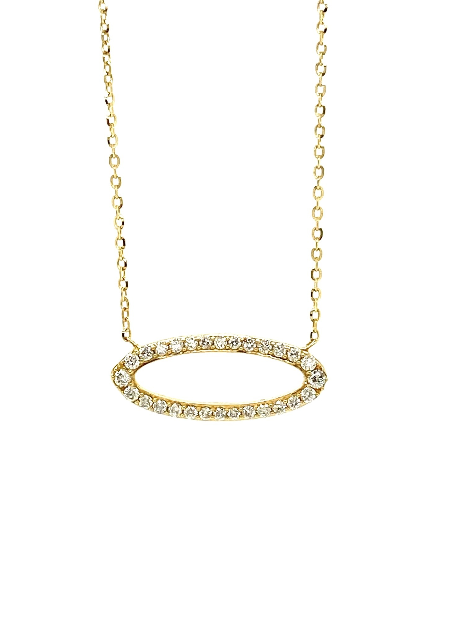 14K Yellow Gold 0.21ct Diamonds Oval Necklace