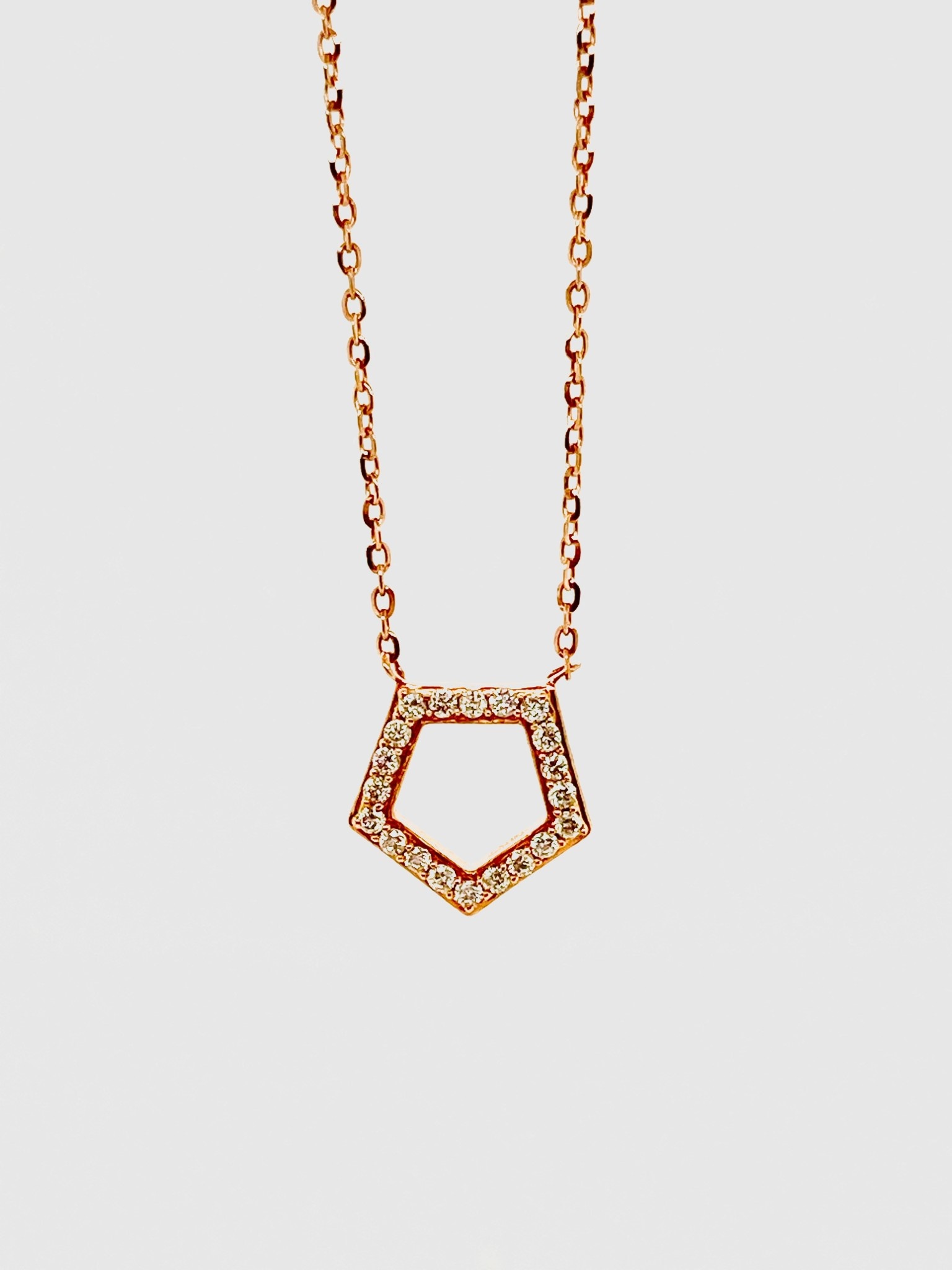14K Rose Gold 0.11ct Diamonds Pentagon Necklace
