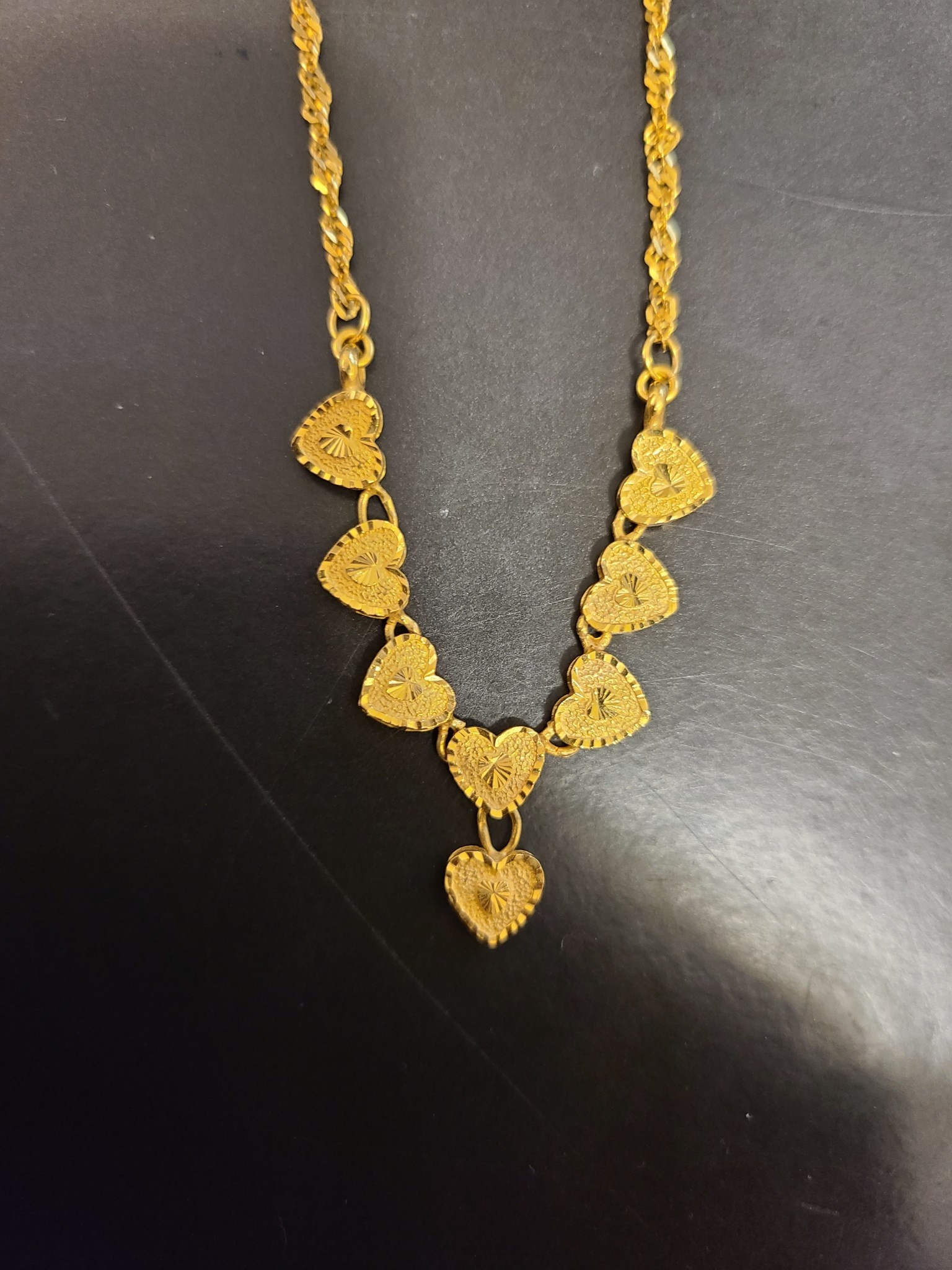 22kt yg, 18 inch heart necklace