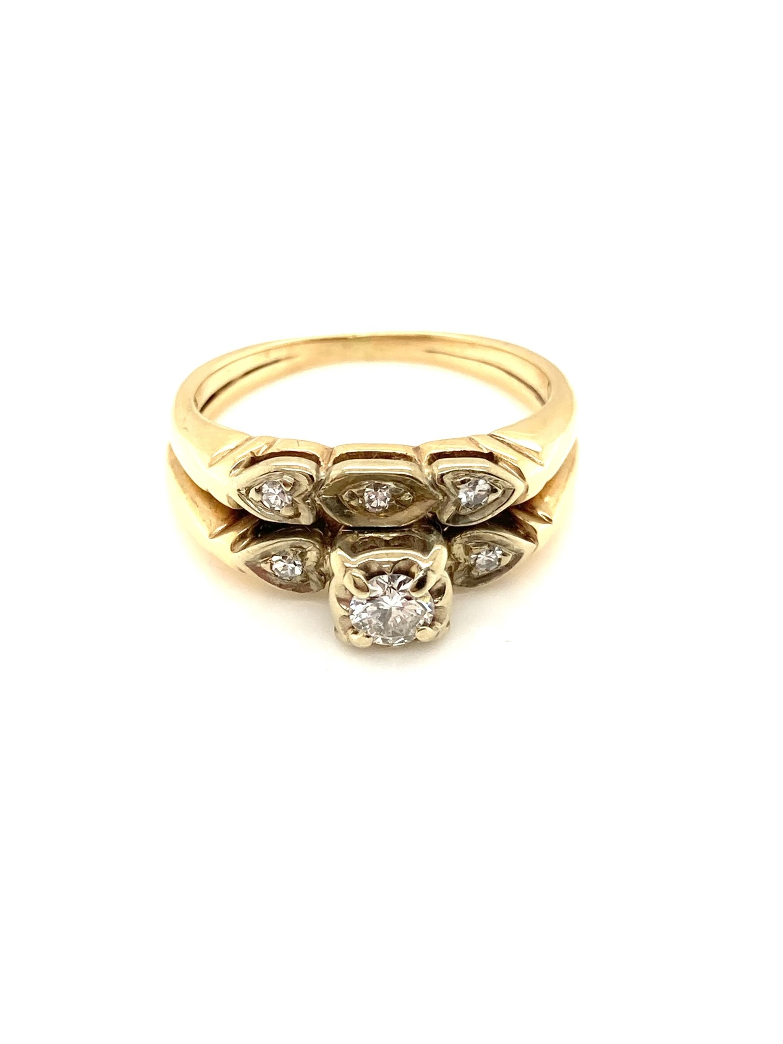 14k Yellow Gold Diamond Wedding Set Illusion Setting