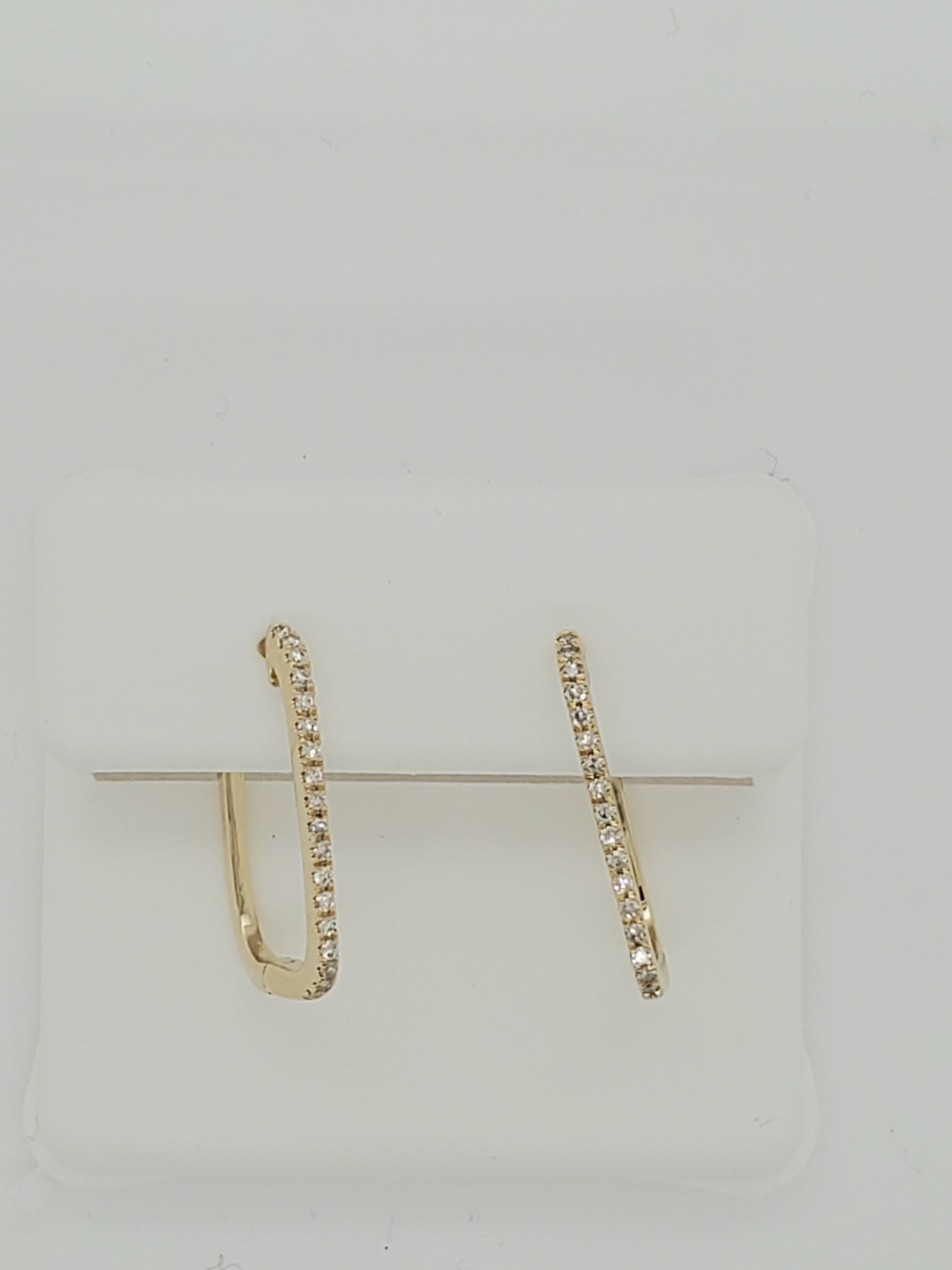 14KT yellow gold diamond square hoop earrings 0.15ct