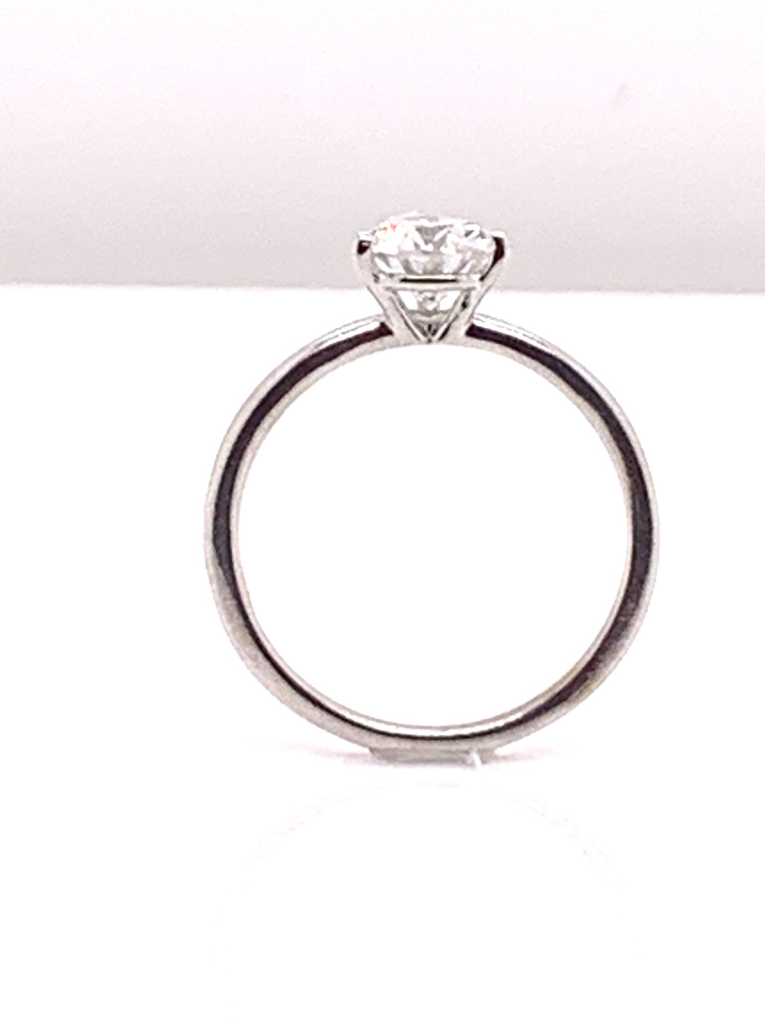 10k white gold 6.5mm round moissanite 3-prong solitaire engagement ring