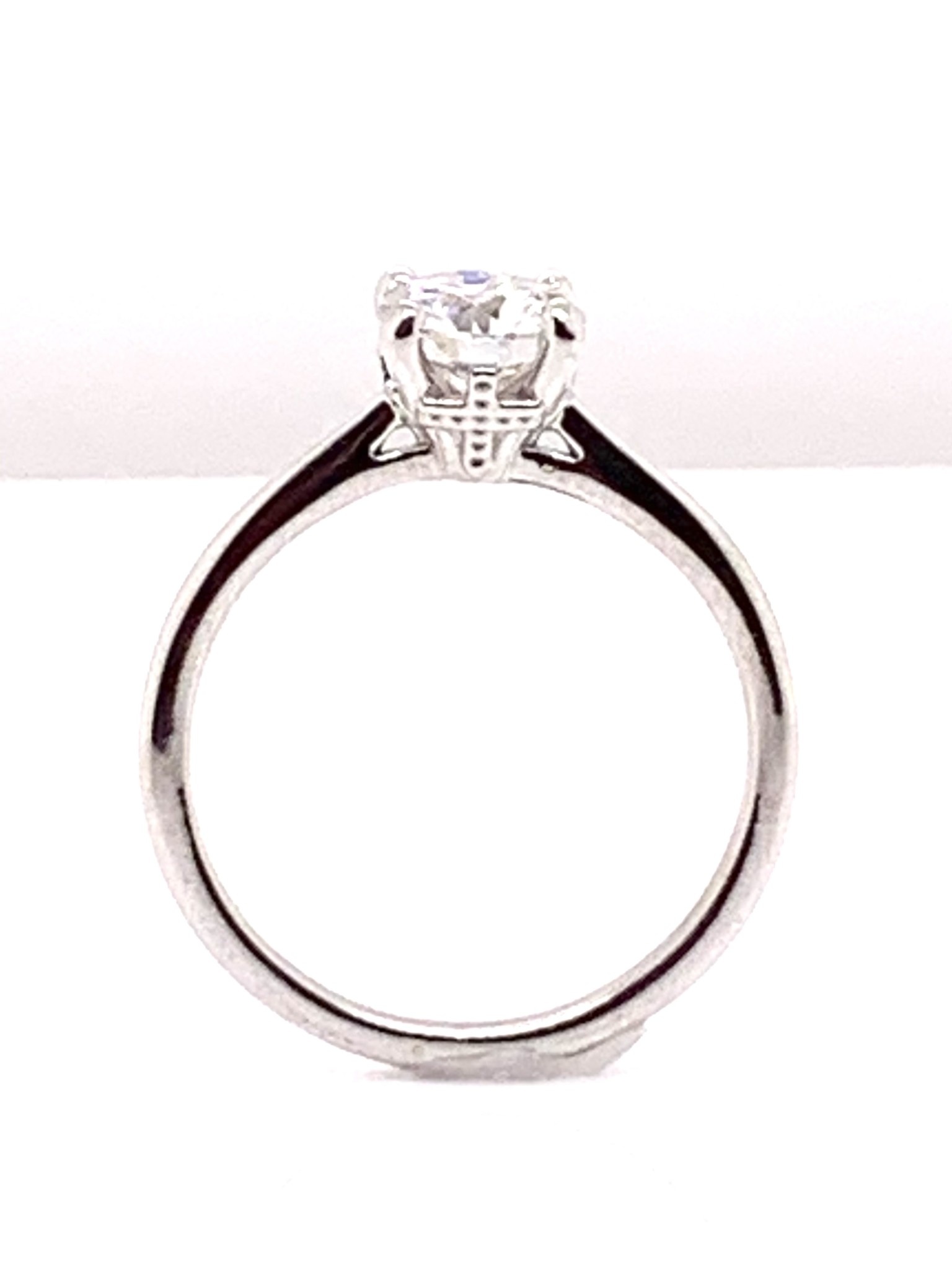 10k white gold 6.5mm round moissanite hidden cross solitaire engagement ring