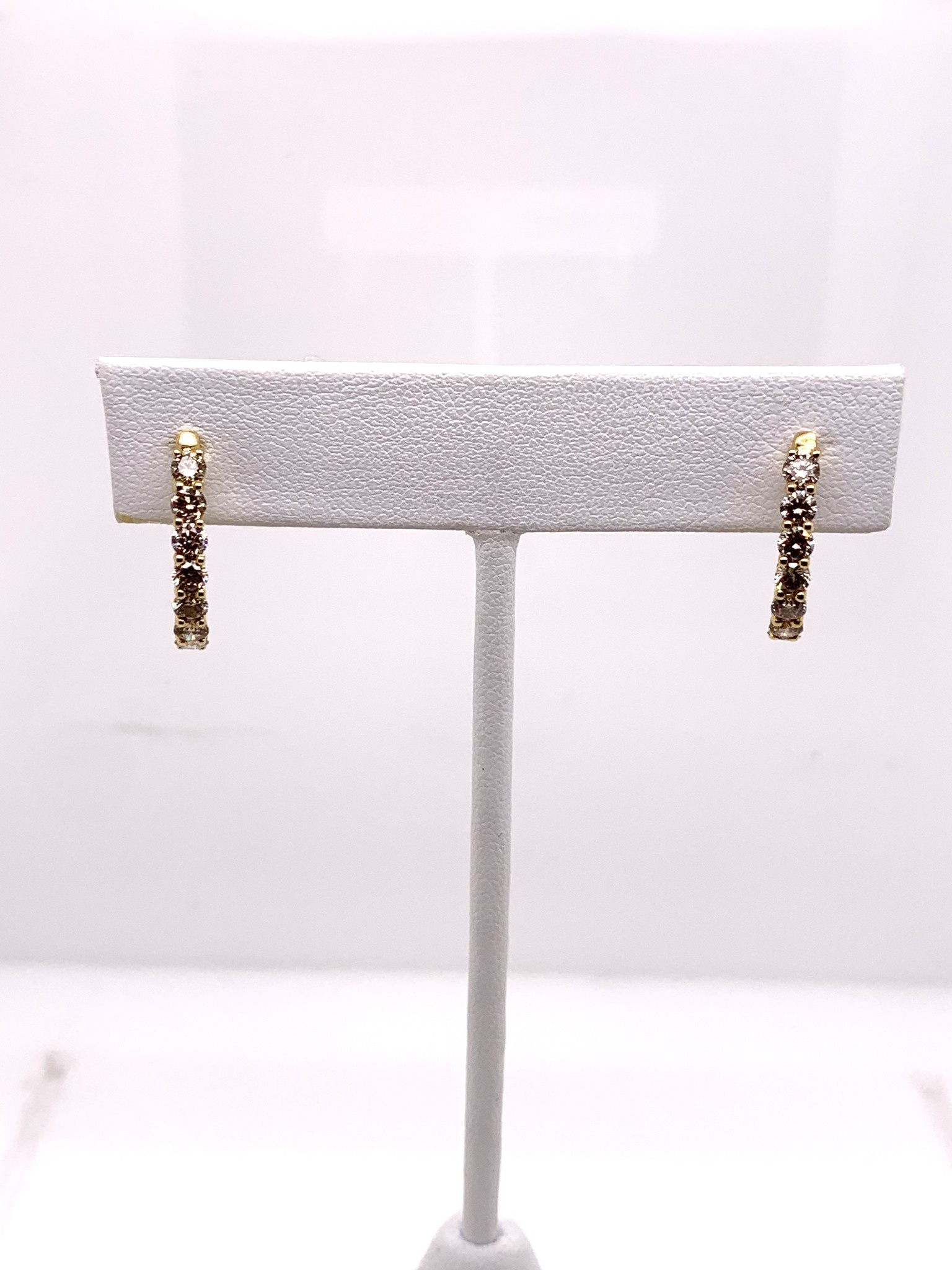 18K yellow 1.30 carat diamond hoop earrings