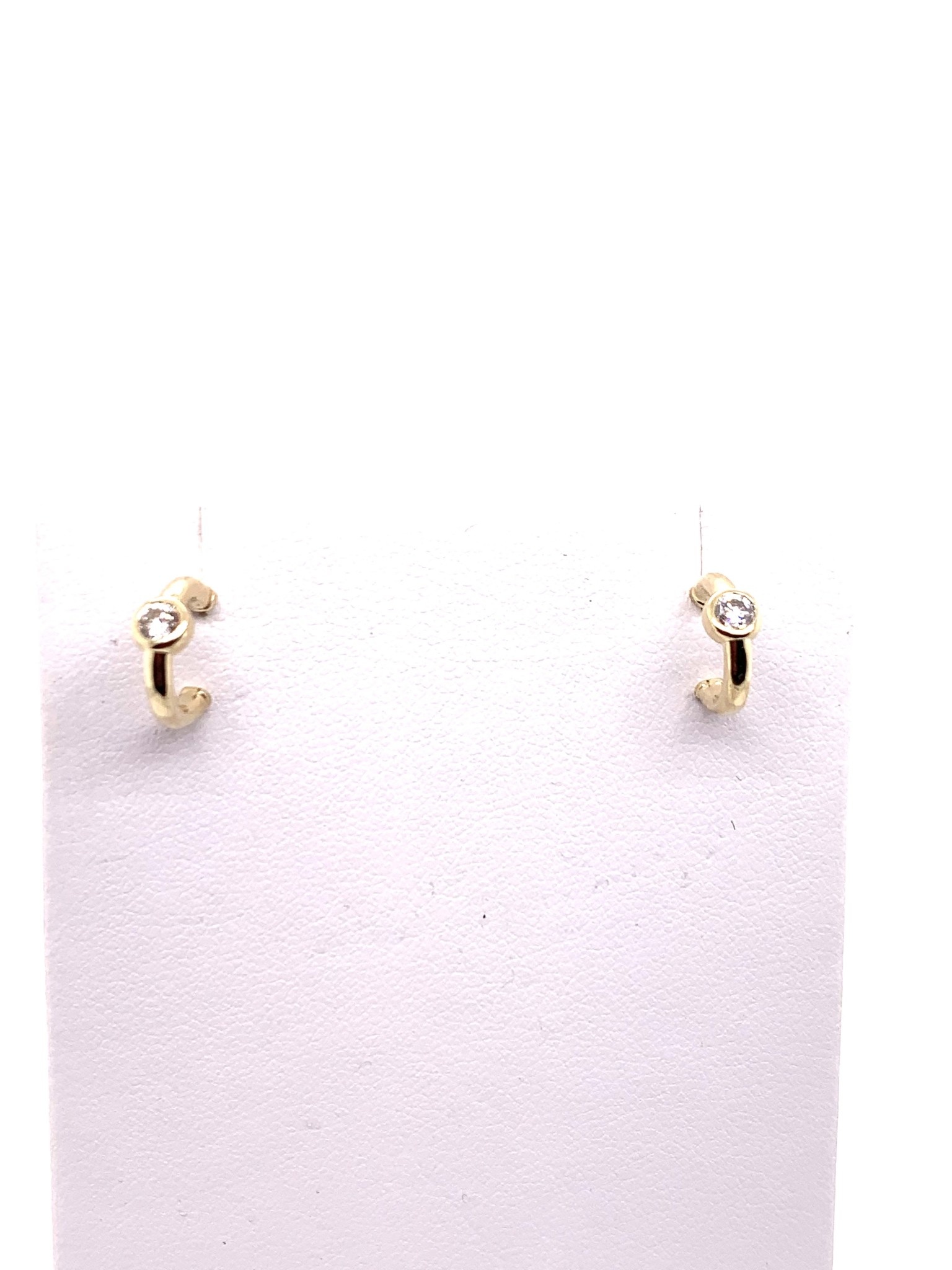 14K yellow gold diamond huggie earrings