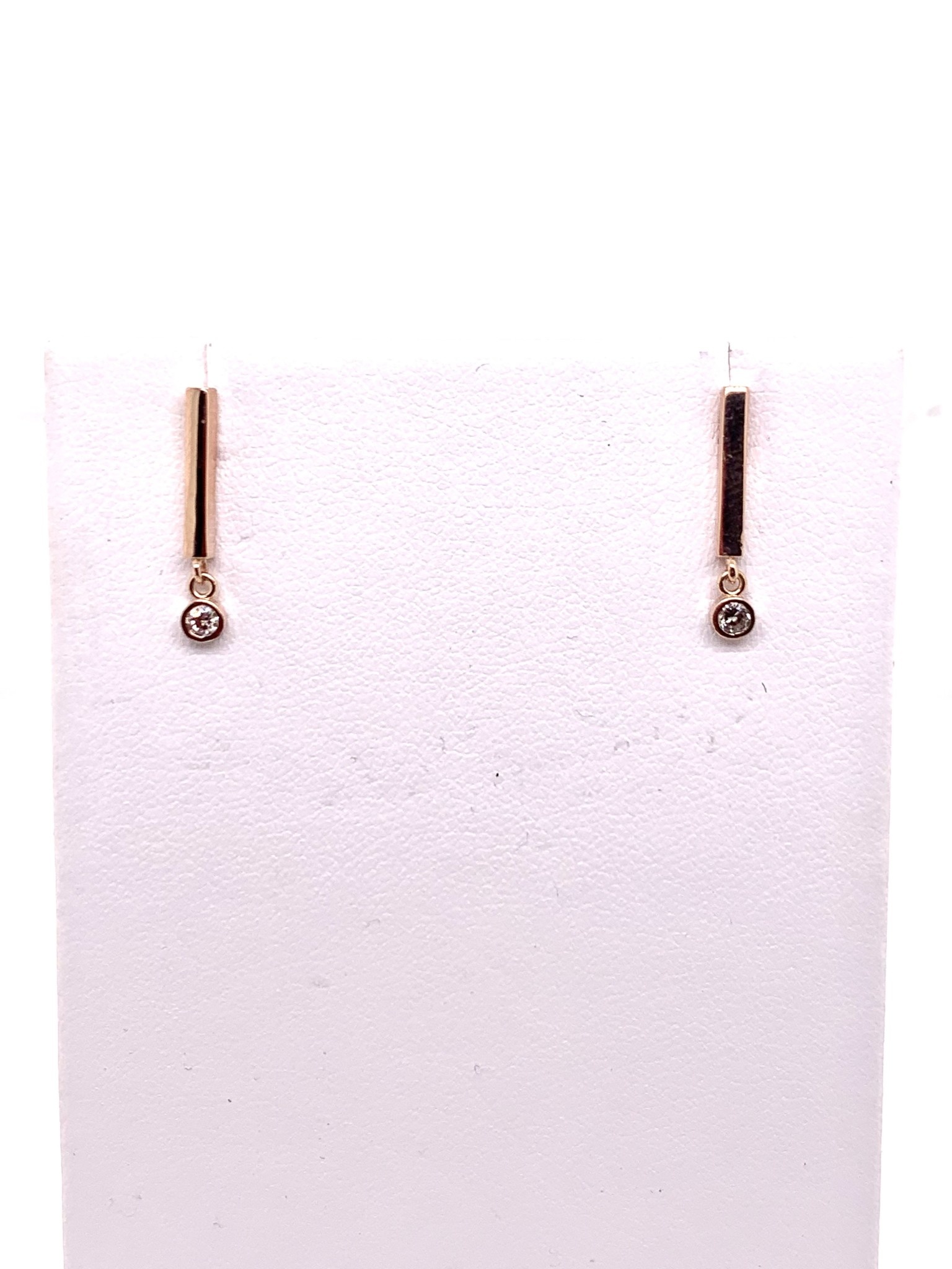 14K rose gold bar dangle diamond earrings