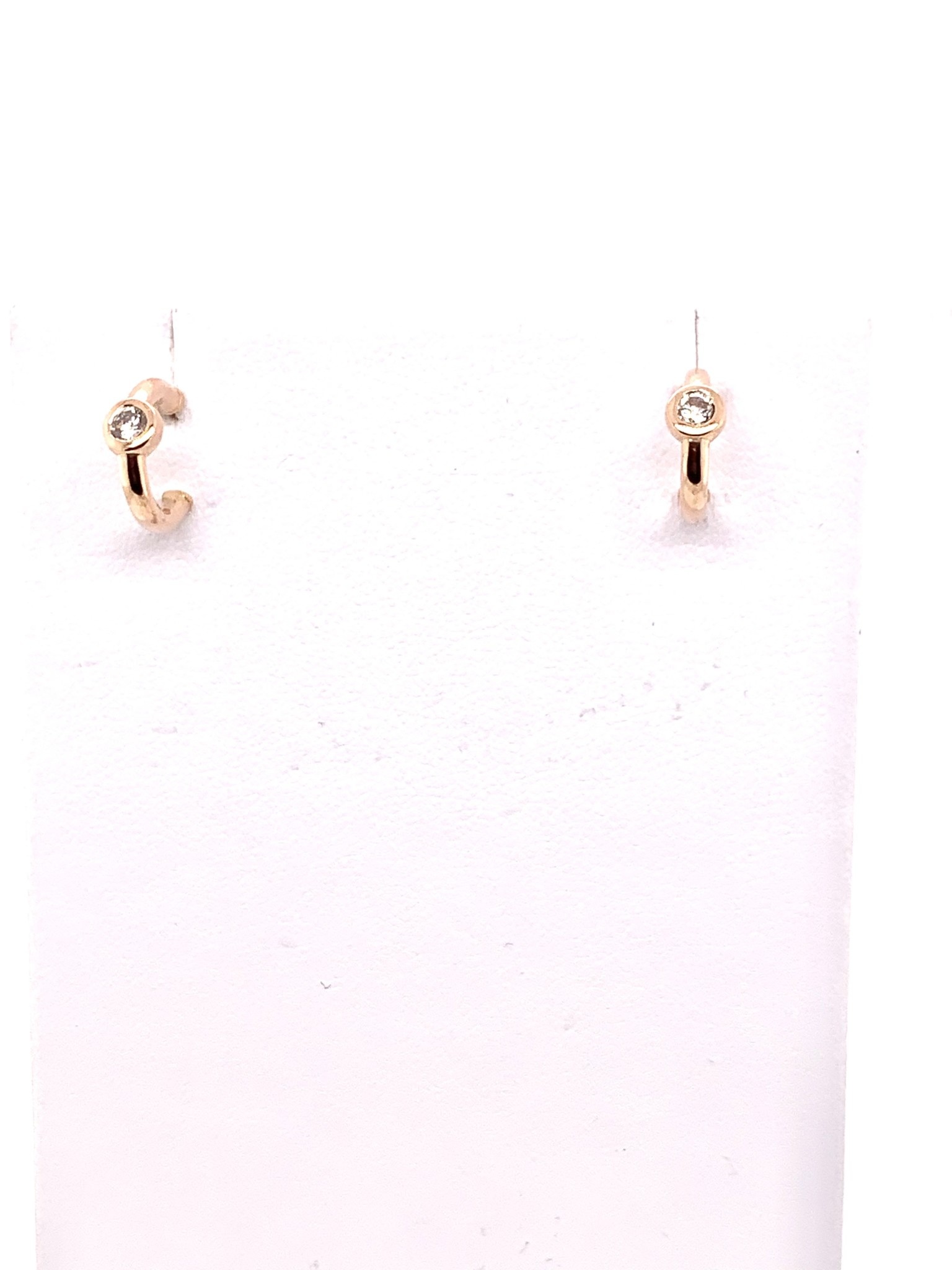 14K rose gold diamond hoop huggie