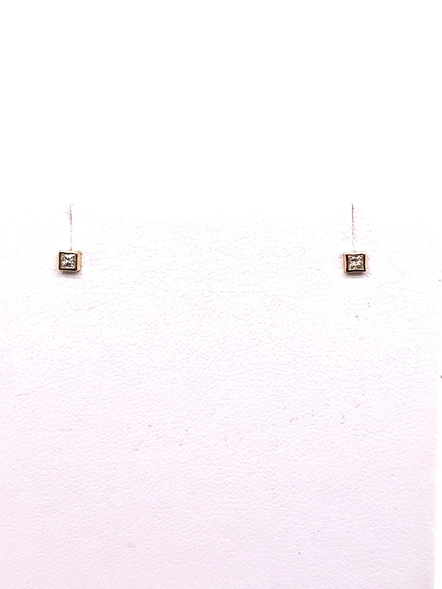 14K yellow gold square micro diamond stud earrings