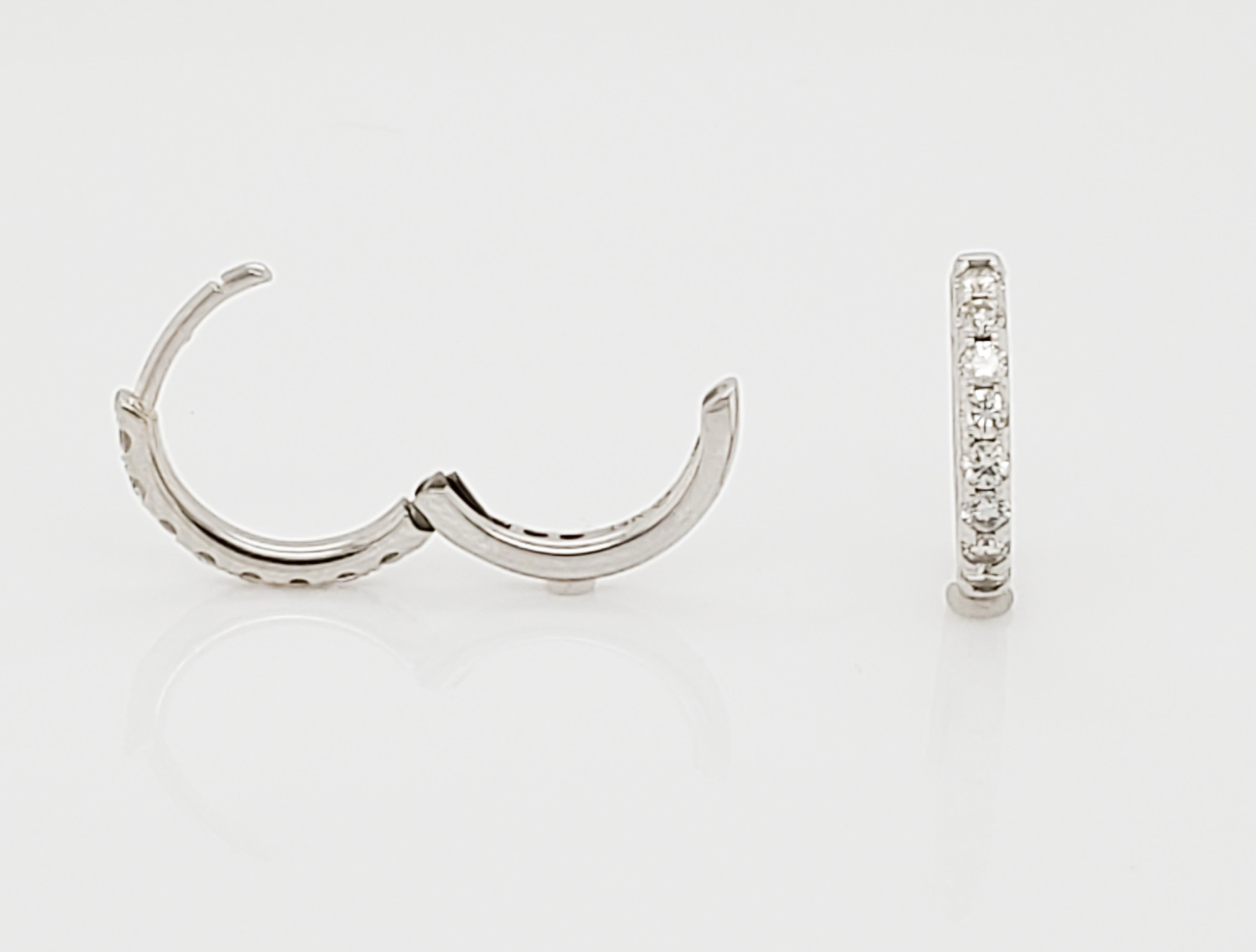 14KT White Gold Diamond Huggie Hoops 0.38 CTTW
