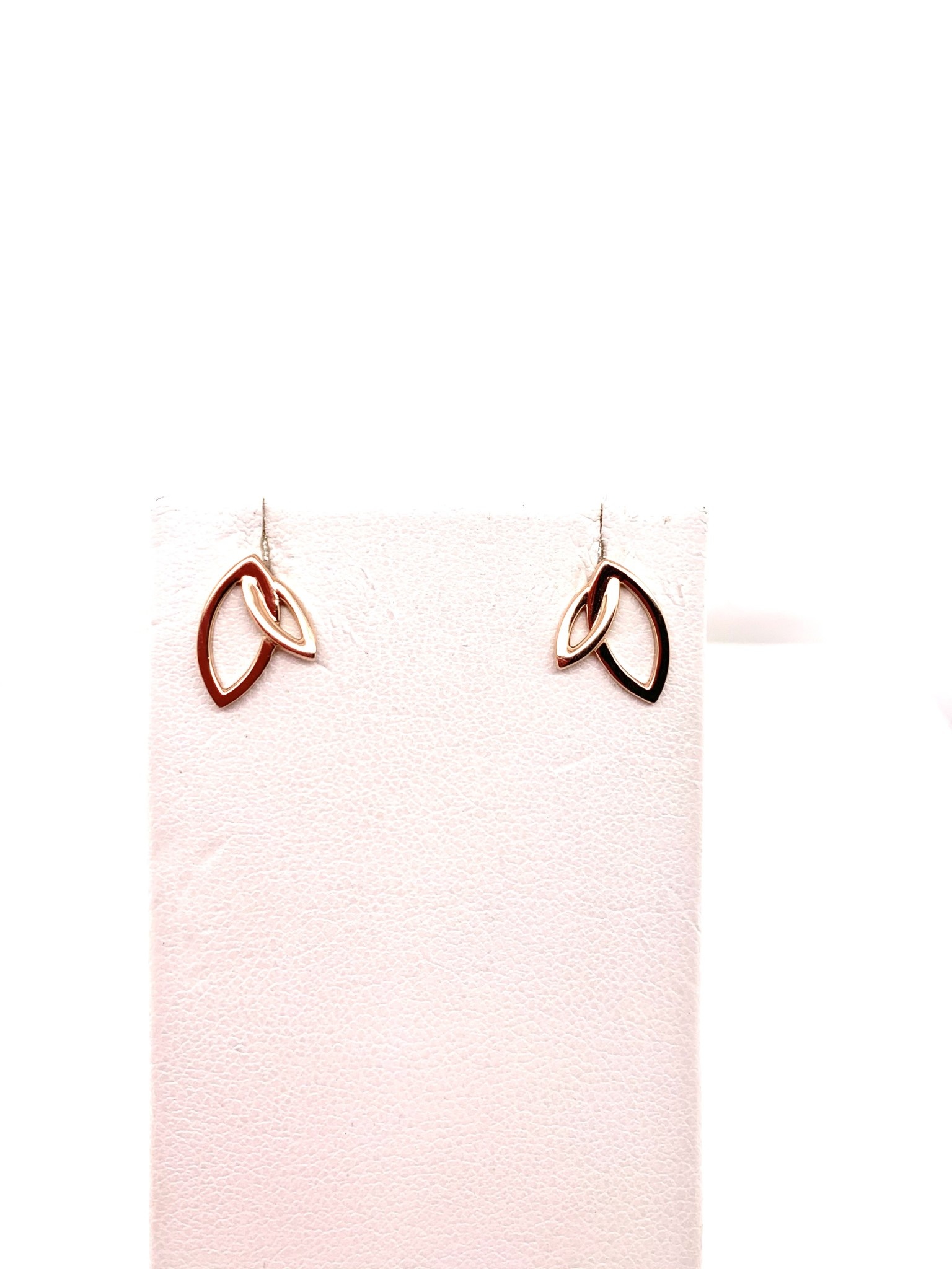 14K rose gold double leaf earrings