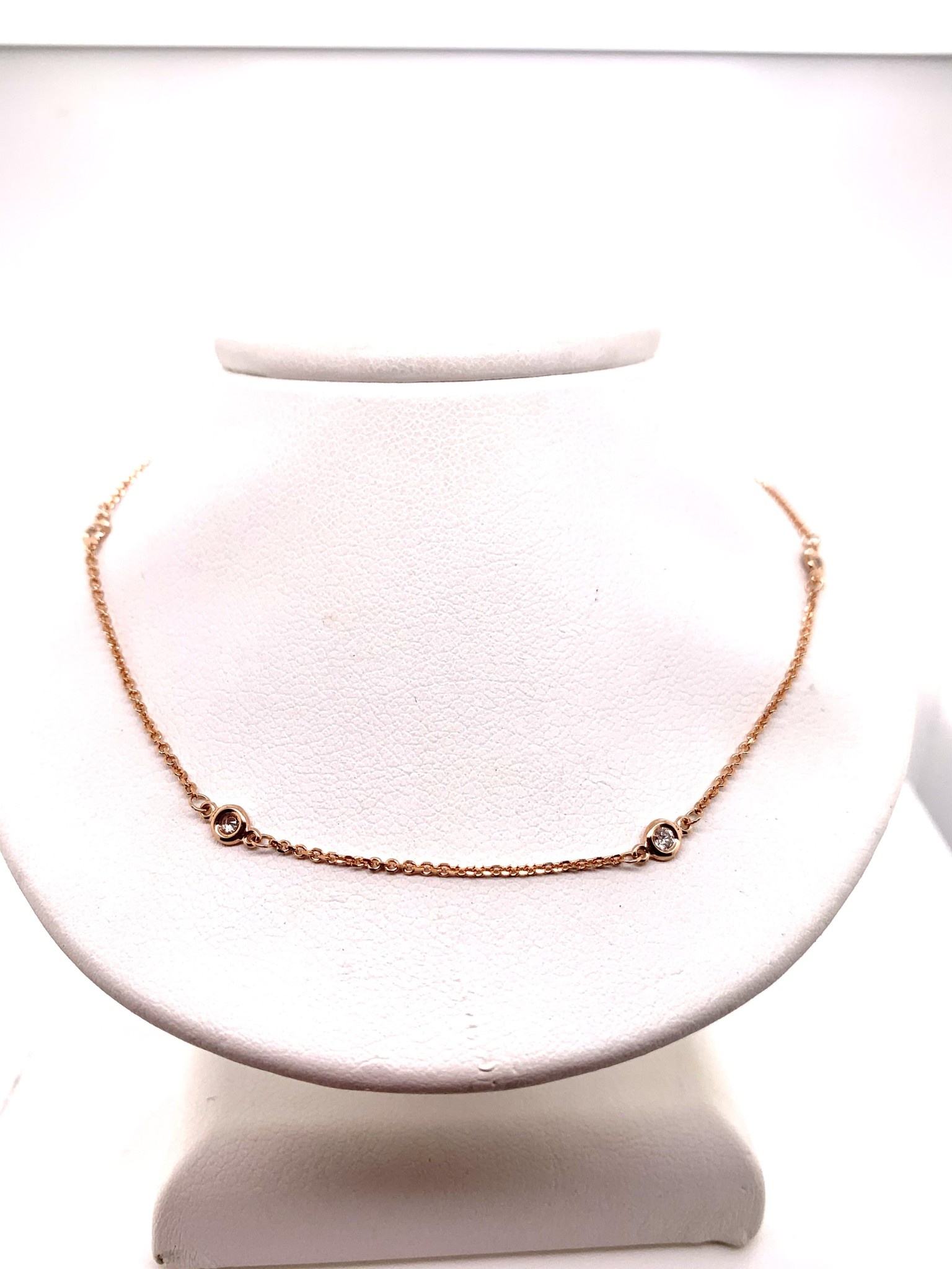 14K rose gold 0.25ct diamonds by the yard necklace