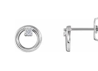 14K yellow gold diamond circle stud earrings