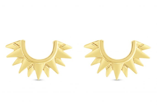 14K yellow gold polished half sun post earrings