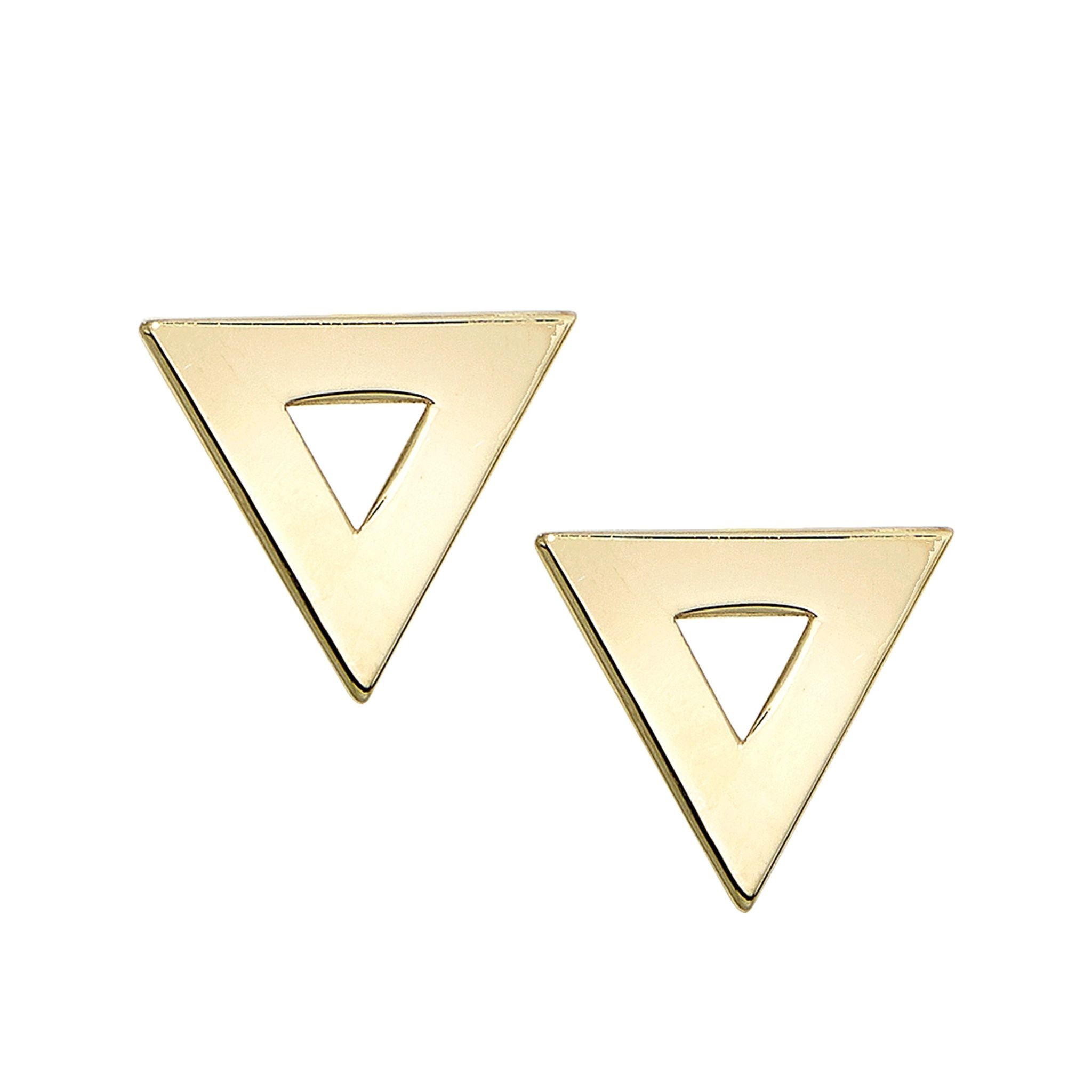14K yellow gold 8.3X9.2mm triangle post earrings