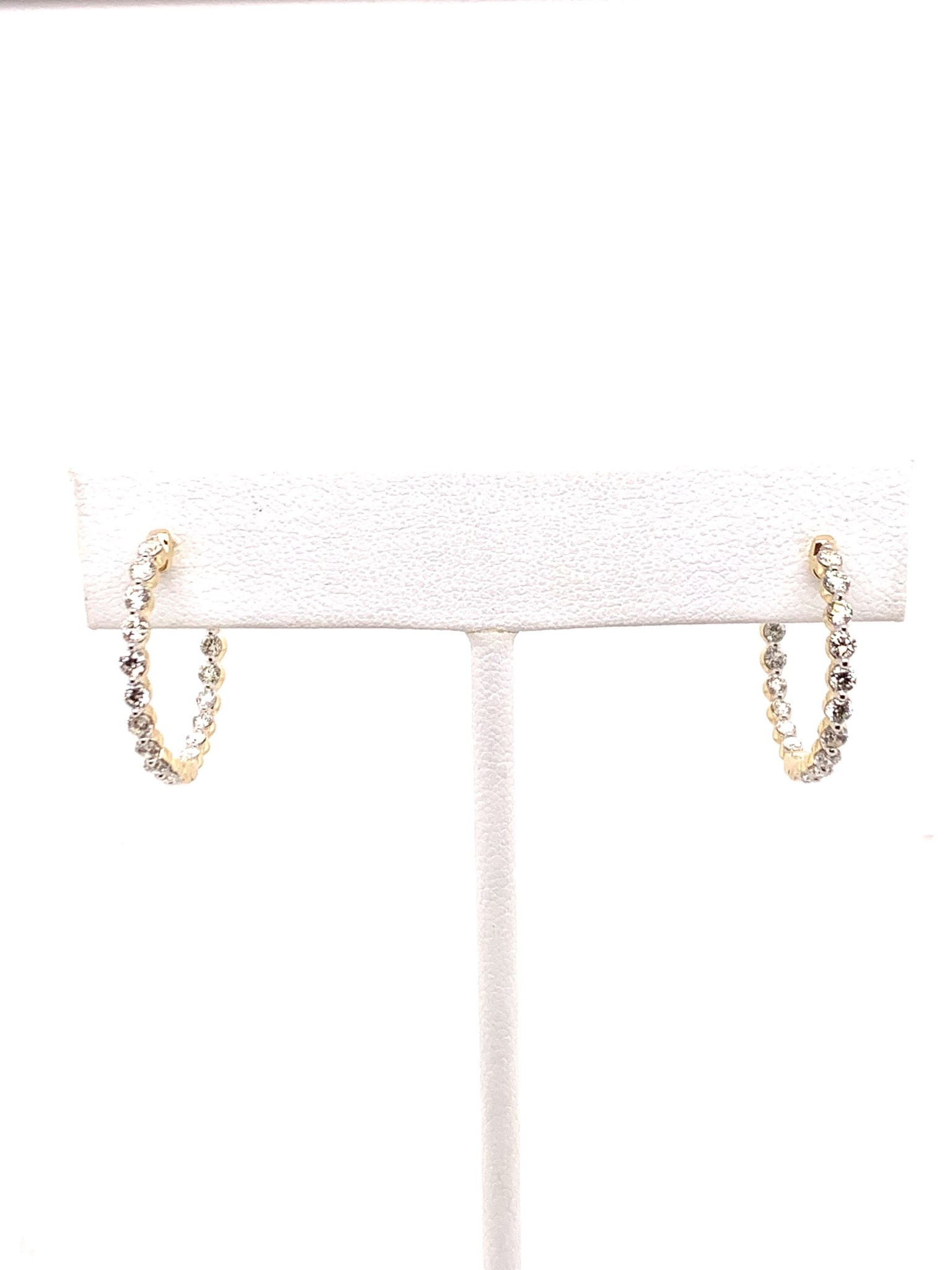 14K yellow gold diamond inside out hoop earrings 1.0ctw