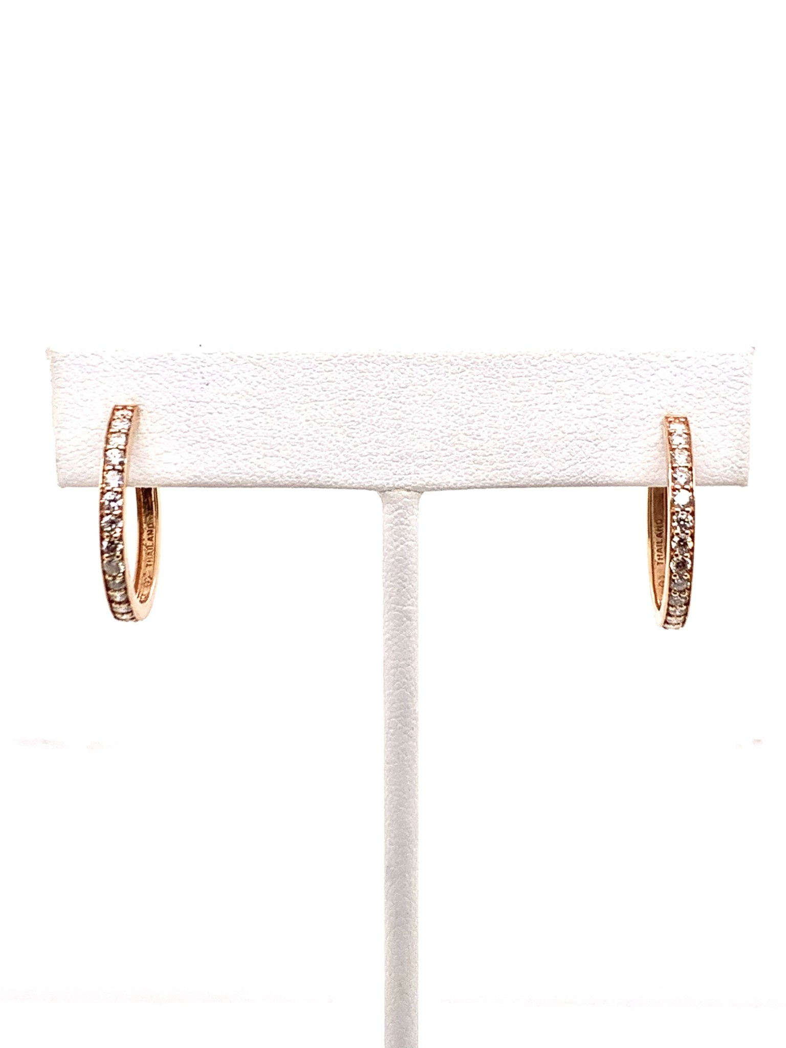 14K rose gold diamond hoop earrings 0.75ctw