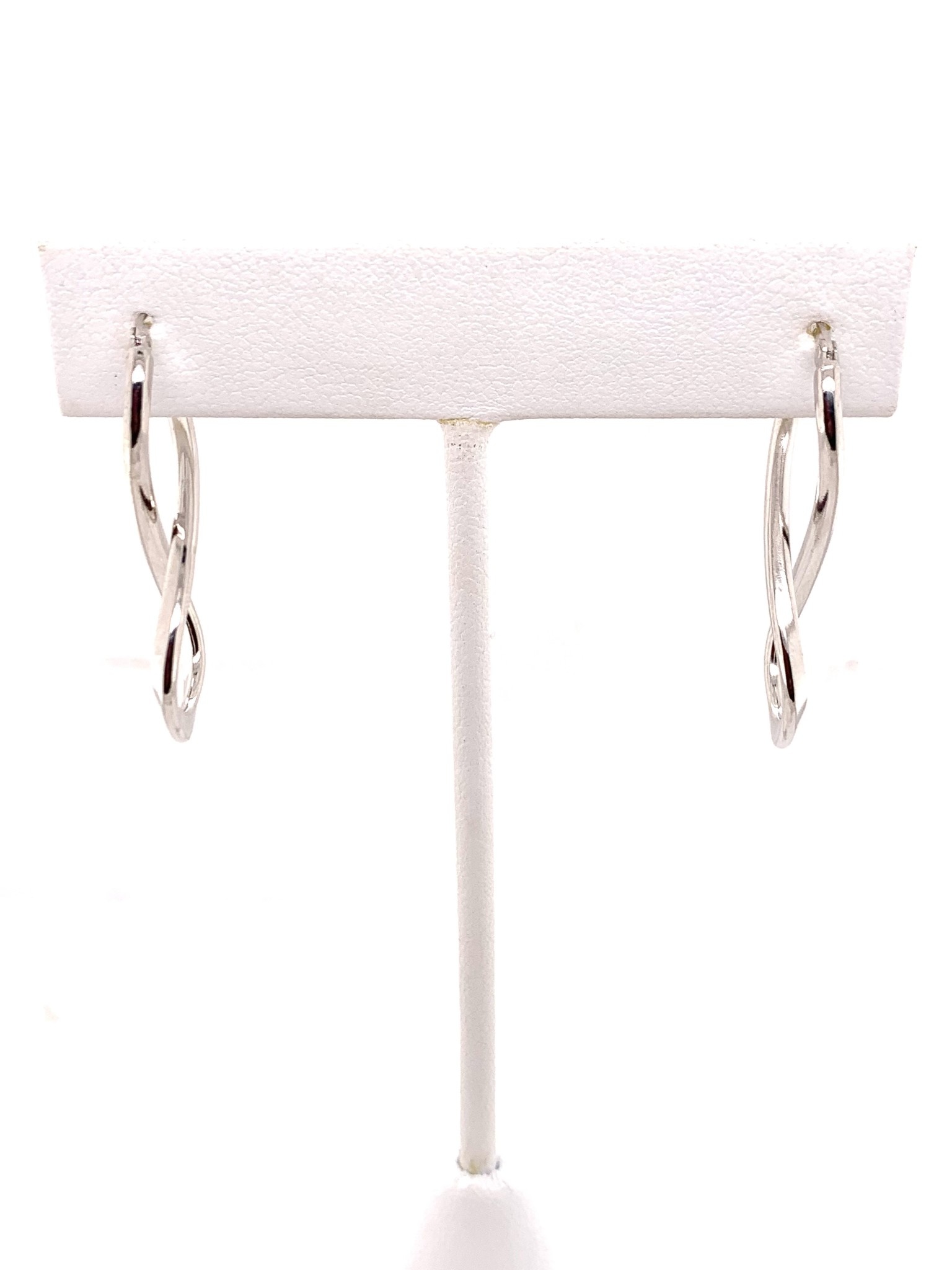 14K white gold figure 8 hoop earrings