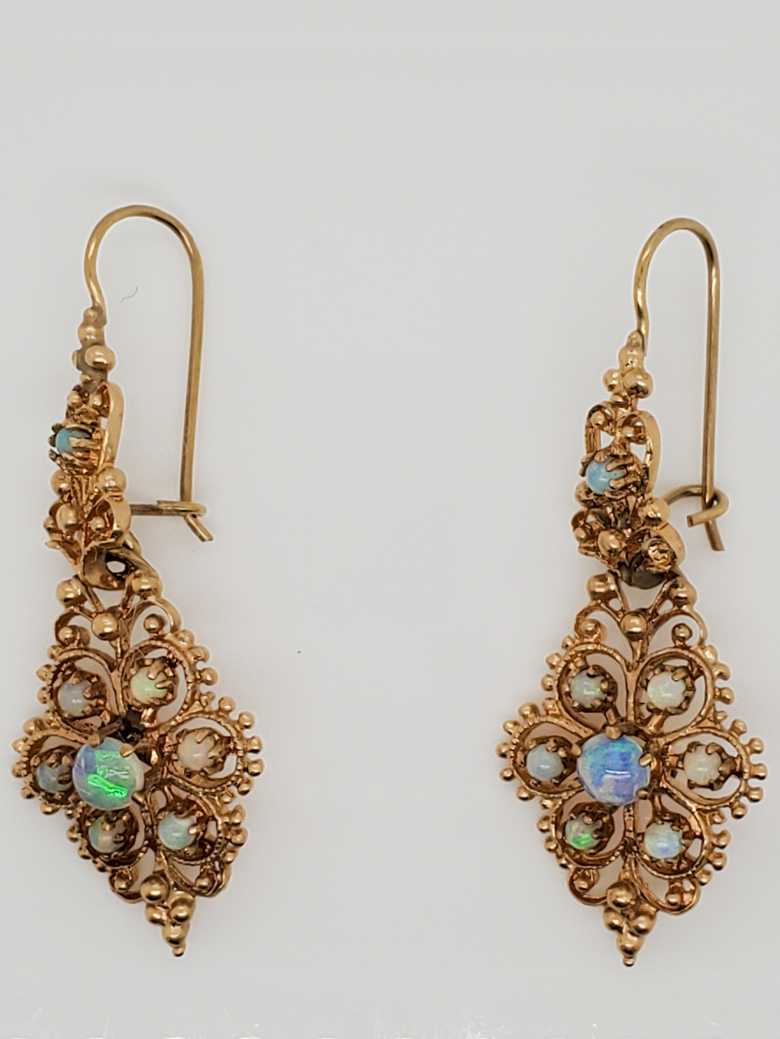14K Yellow Gold Estate Opal Earrings