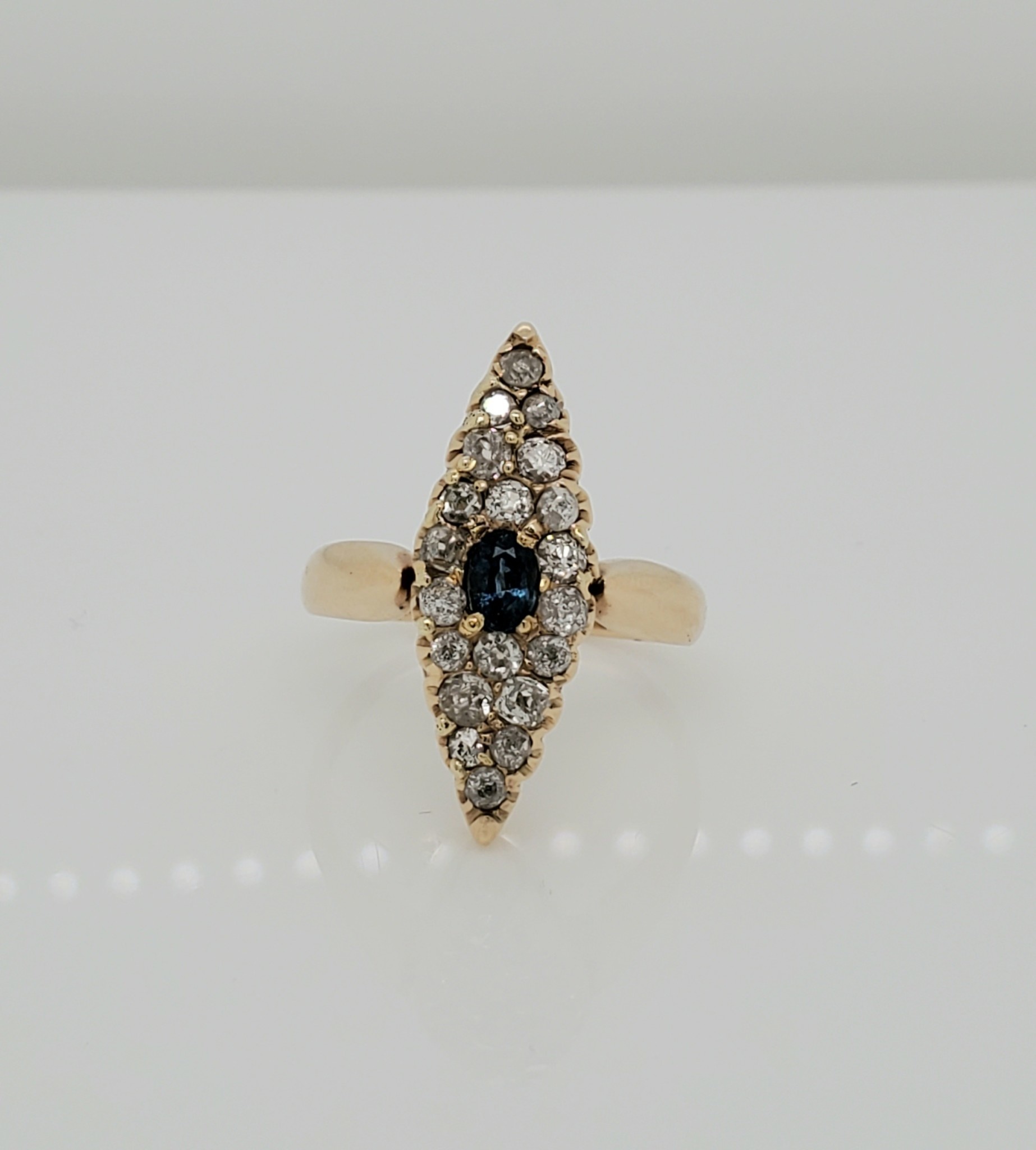 14KT YG Estate Sapphire & Diamond Ring