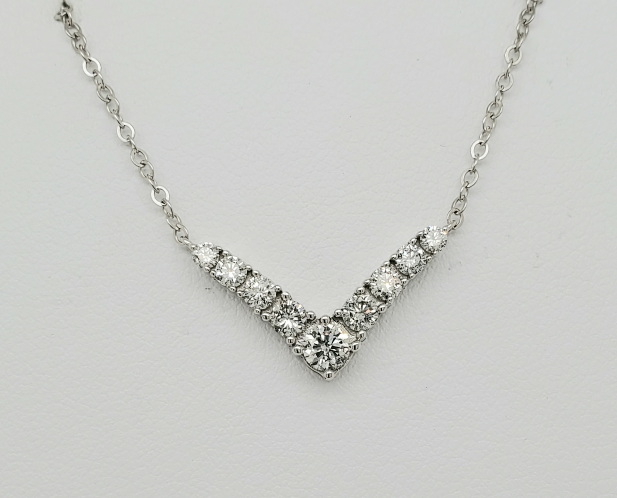 14KT WG Diamond V Necklace 0.60 CTTW