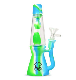 LIT TS135 8.25" BLUE GREEN & WHITE LAVA LAMP WATER PIPE W/ GLASS PULL OUT