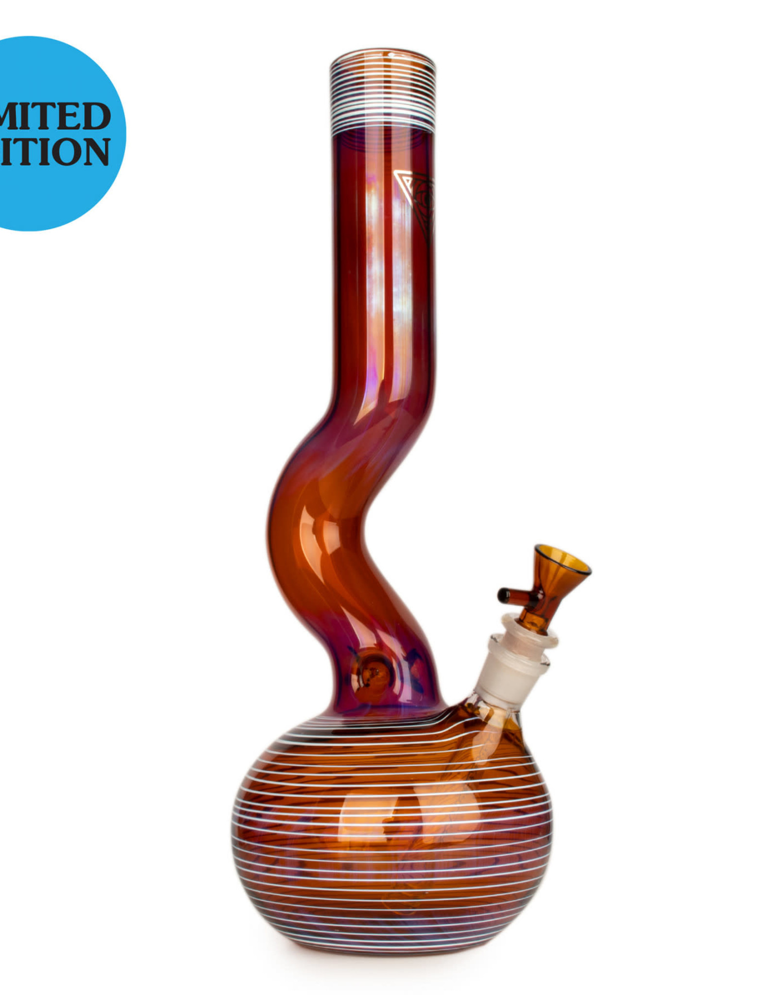 Red Eye Glass REG058A Red Eye Glass 16" Tall Amber Kick Back Bubble Base