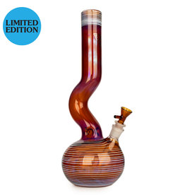 Red Eye Glass REG058A Red Eye Glass 16" Tall Amber Kick Back Bubble Base