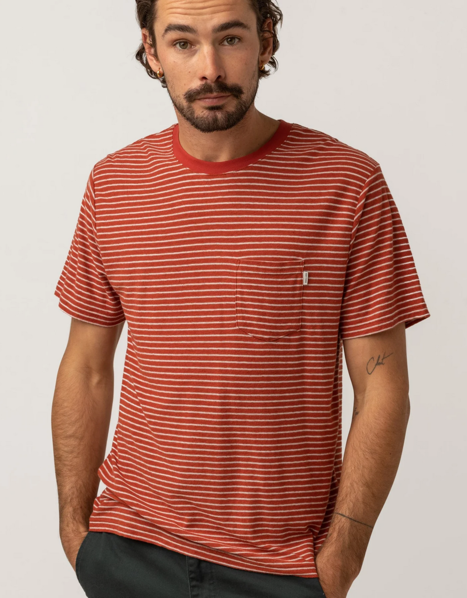 RHYTHM LINEN STRIPE SS T