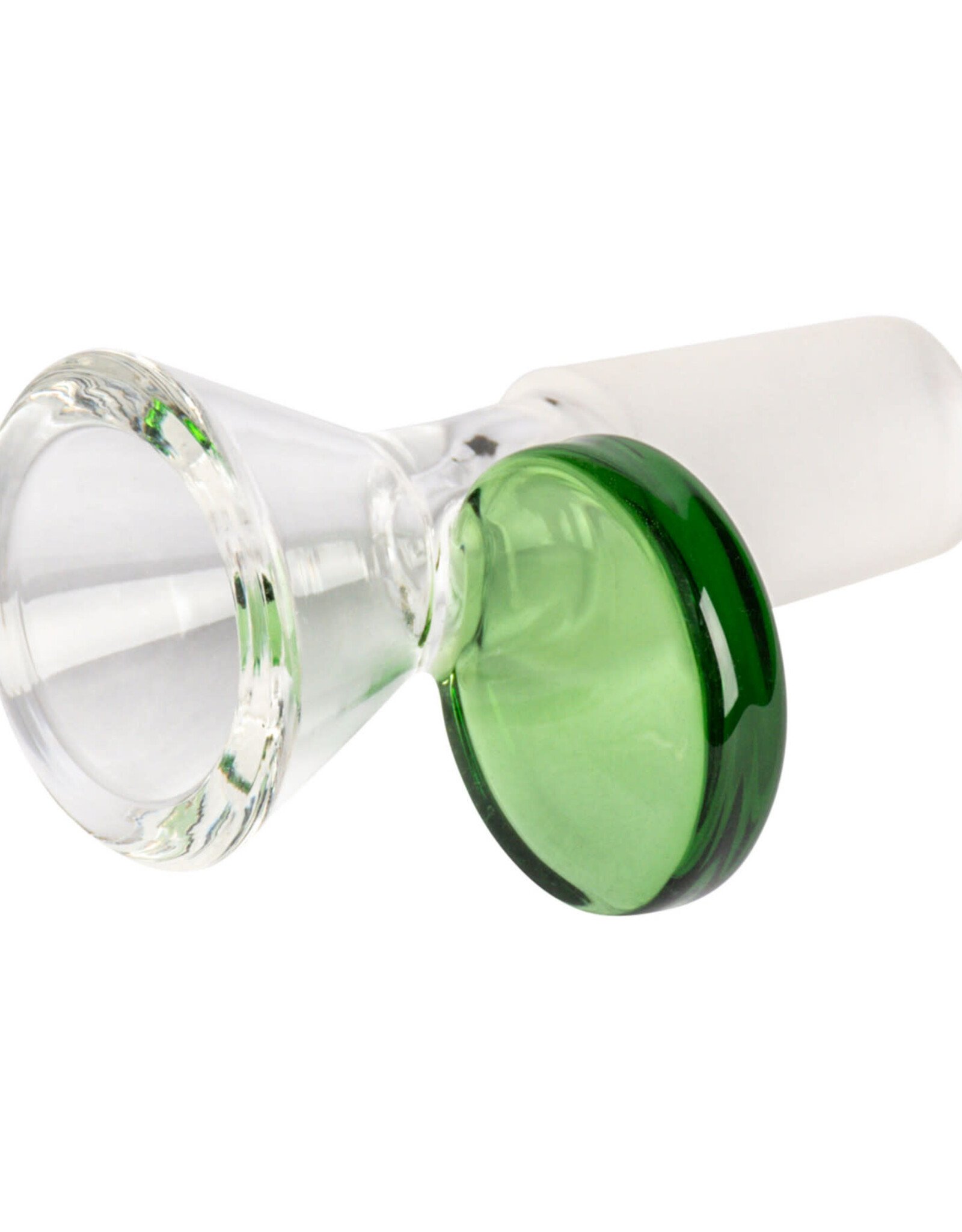 Red Eye Glass 14mm Disc Handle Cone Pull-Out GREEN