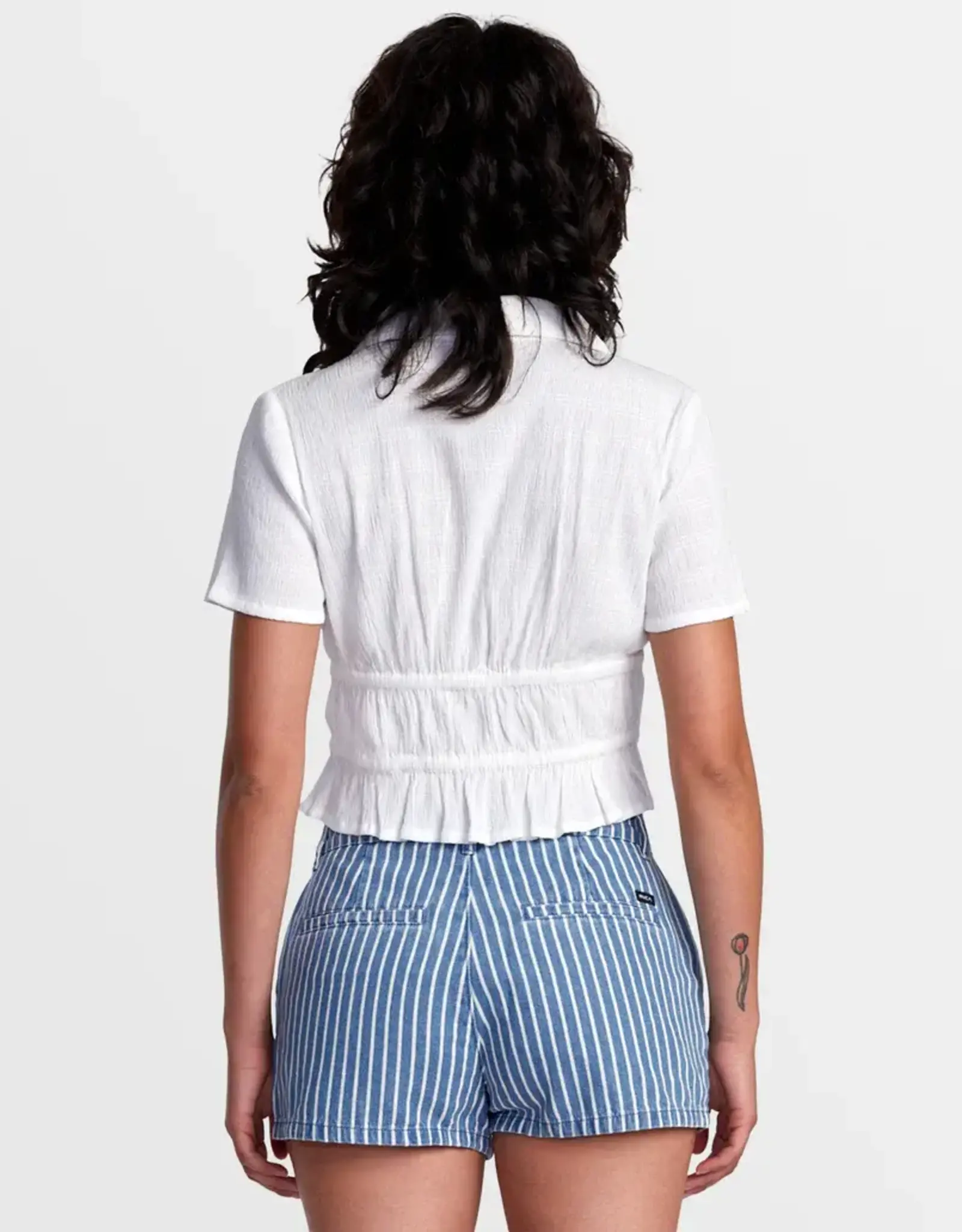 RVCA HARPER FRONT TIE CROPPED TOP