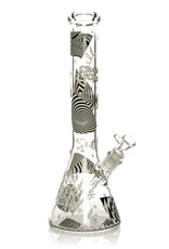 Cheech And Chong CC171   15" 7mm Thick Optical Illusion Glow-in-the-Dark Water Pipe