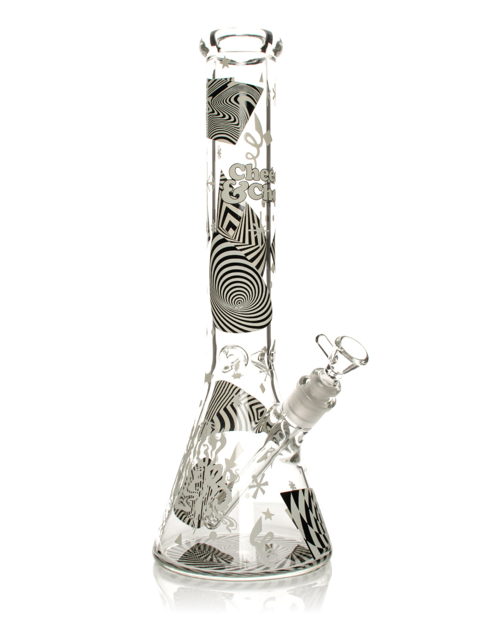 Cheech And Chong CC171   15" 7mm Thick Optical Illusion Glow-in-the-Dark Water Pipe