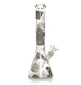 Cheech And Chong CC171   15" 7mm Thick Optical Illusion Glow-in-the-Dark Water Pipe