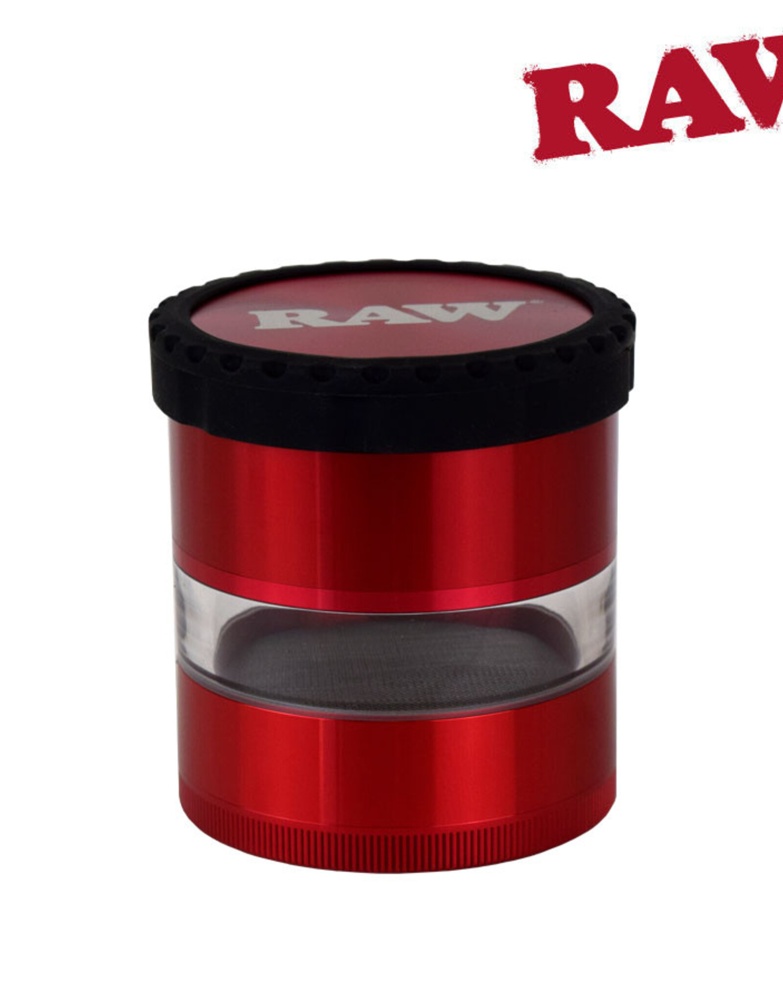 RAW RAW 4 PIECE LIFE GRINDER RED w/CLEAR BODY