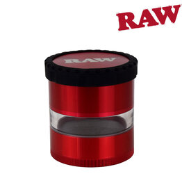 RAW RAW 4 PIECE LIFE GRINDER RED w/CLEAR BODY
