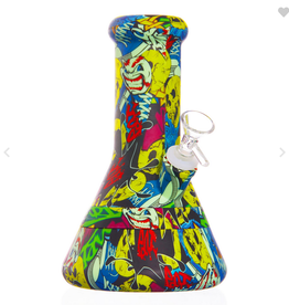 SILICONE BONG - SQUAT BEAKER PRINTED - 8.5in / 21cm