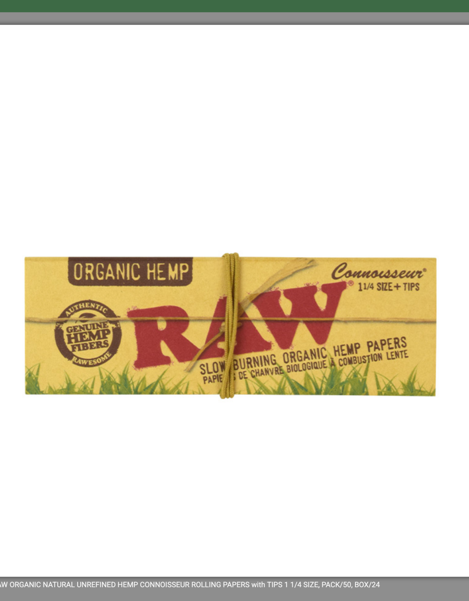 RAW RAW ORGANIC NATURAL UNREFINED HEMP CONNOISSEUR ROLLING PAPERS with TIPS 1 1/4 SIZE